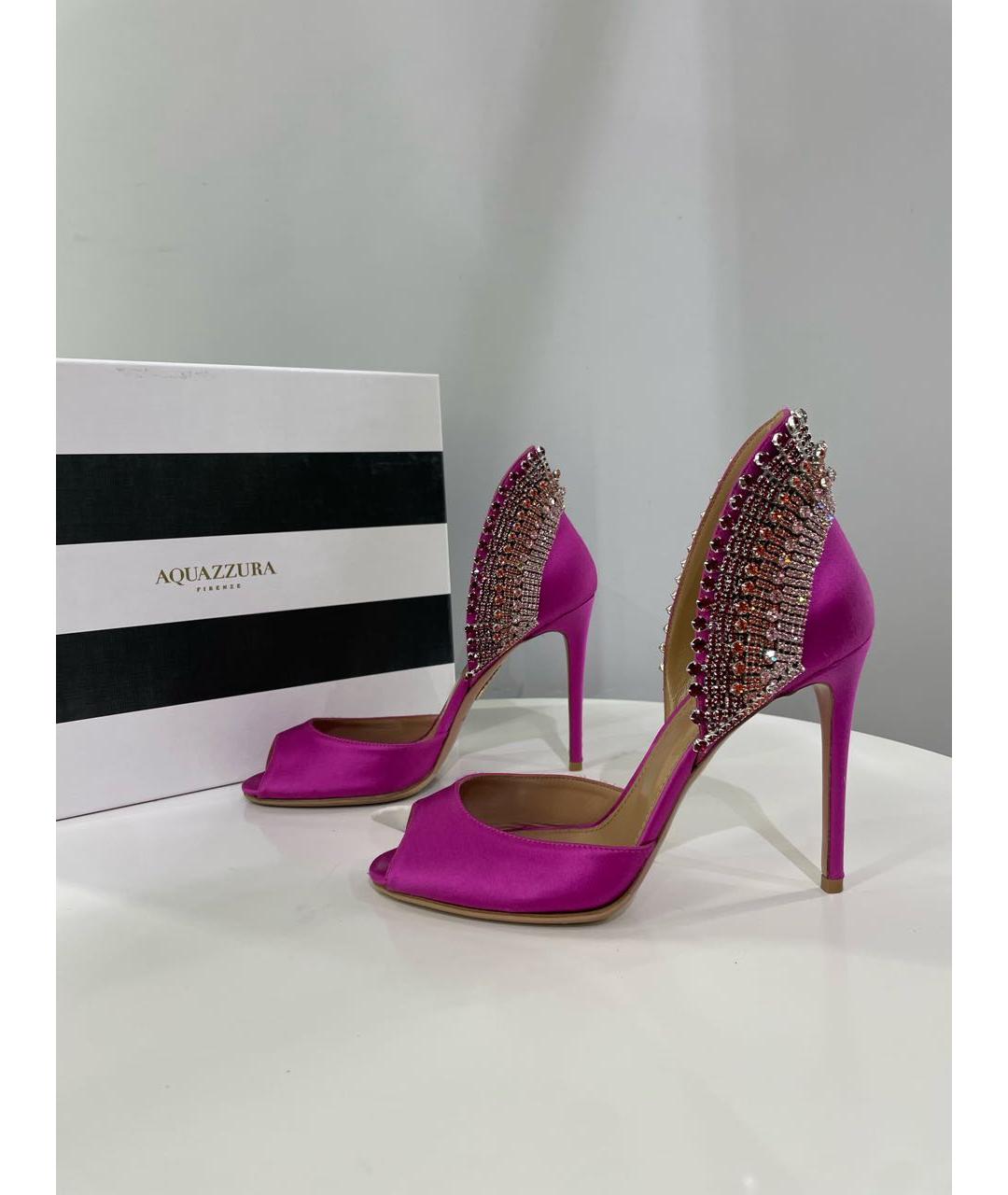 AQUAZZURA Розовые текстильные туфли, фото 8