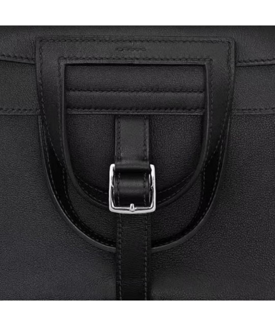 HERMES Черная кожаная сумка через плечо, фото 4