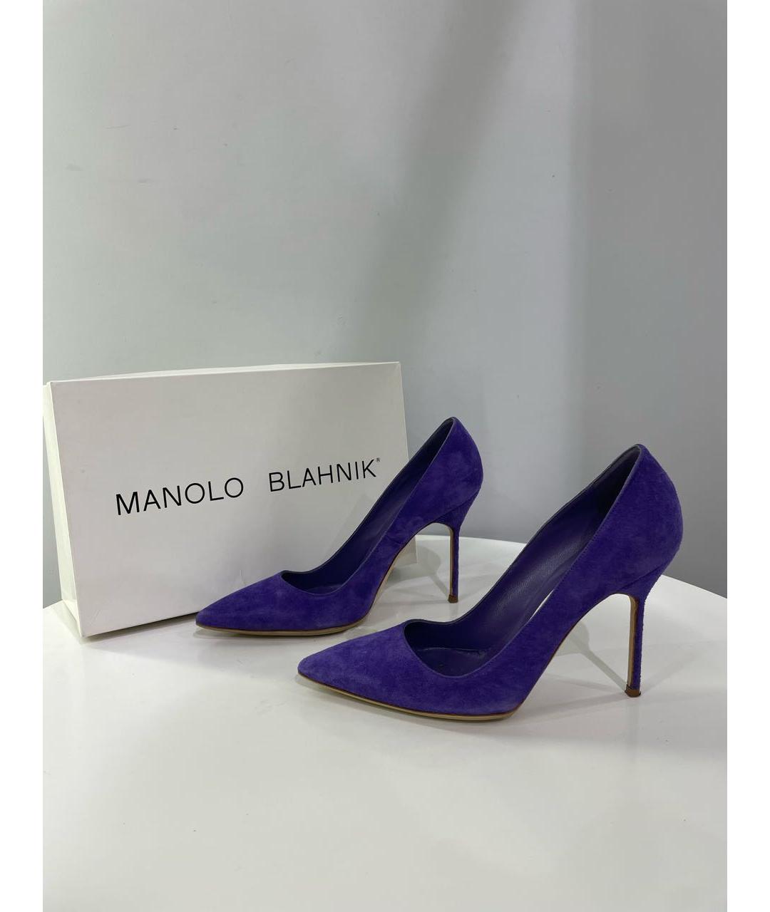 MANOLO BLAHNIK Фиолетовые замшевые туфли, фото 8