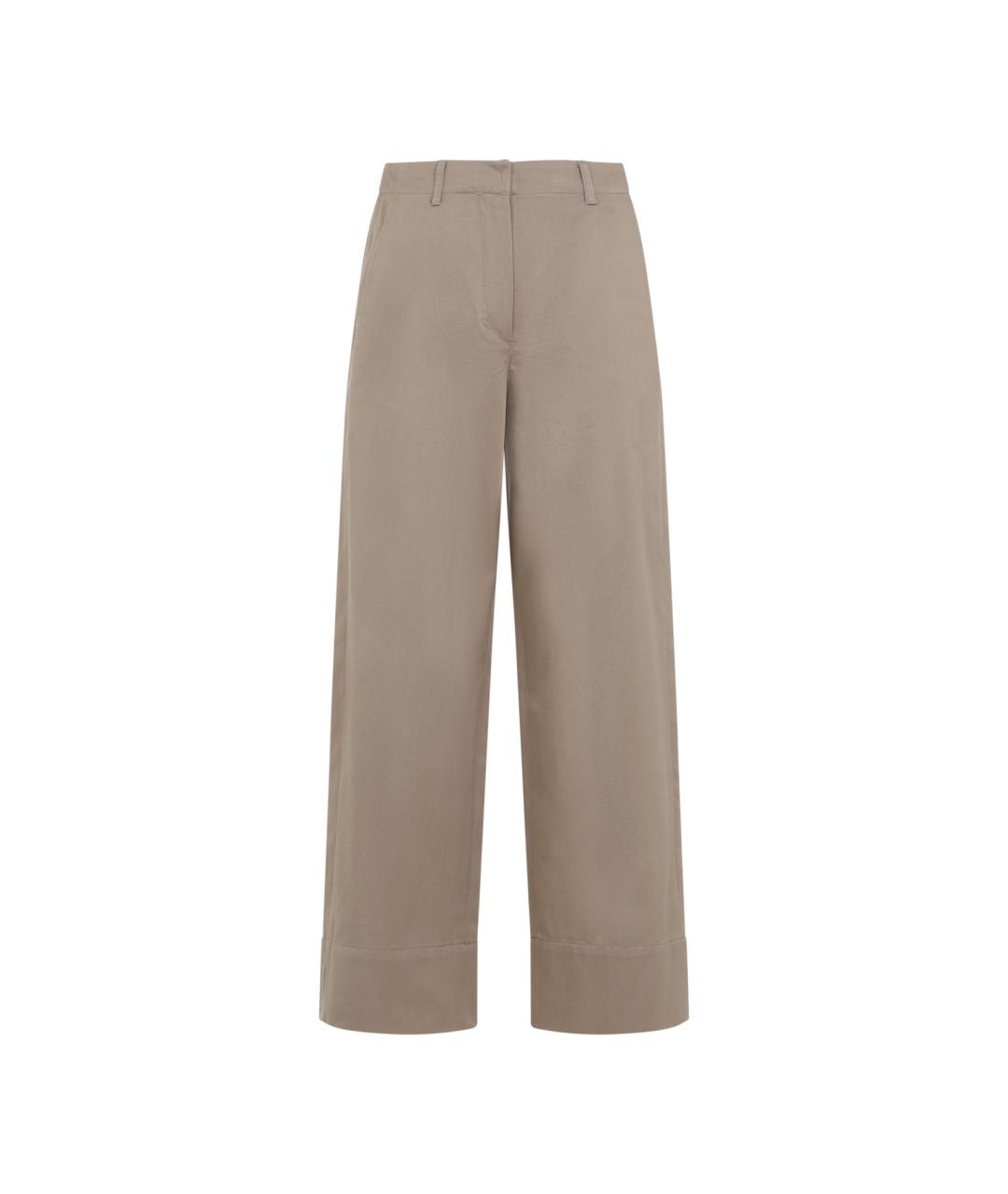 MAX MARA Бежевые хлопковые прямые брюки, фото 1