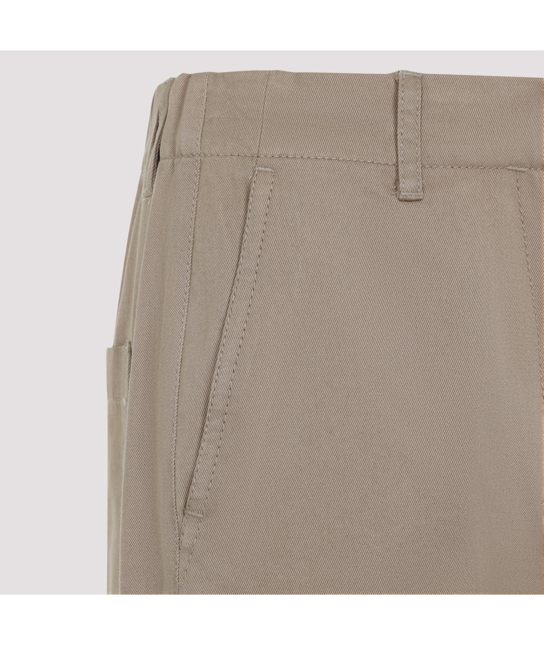 MAX MARA Бежевые хлопковые прямые брюки, фото 3