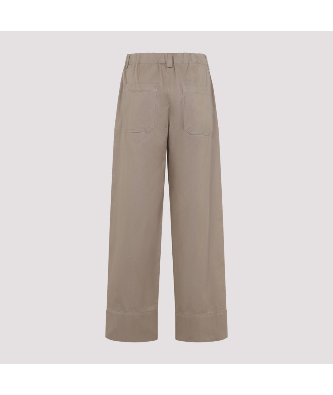 MAX MARA Бежевые хлопковые прямые брюки, фото 2