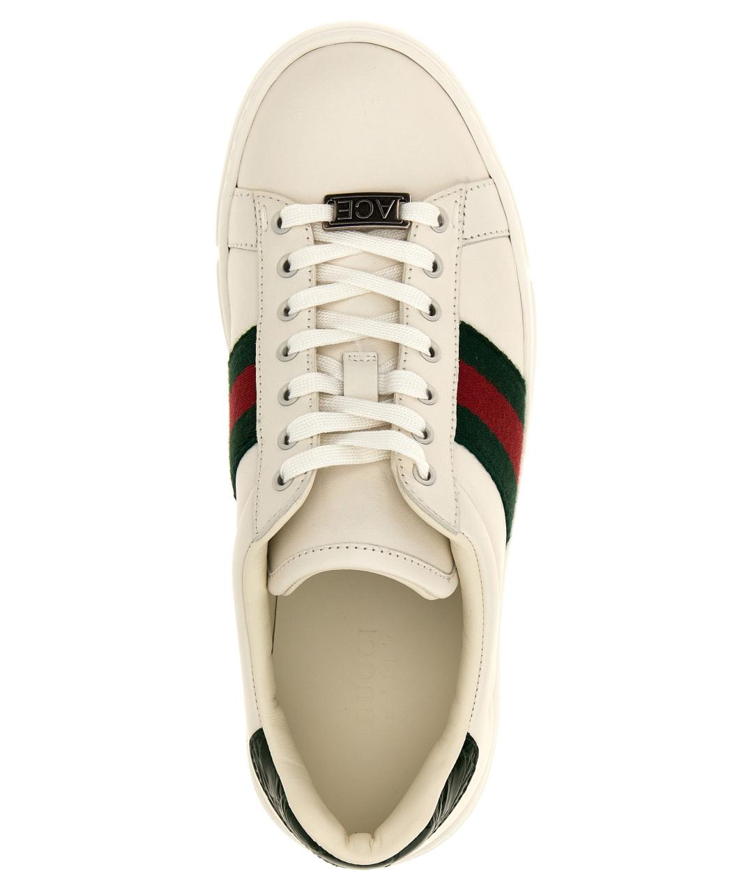 GUCCI Белые кожаные кеды, фото 4