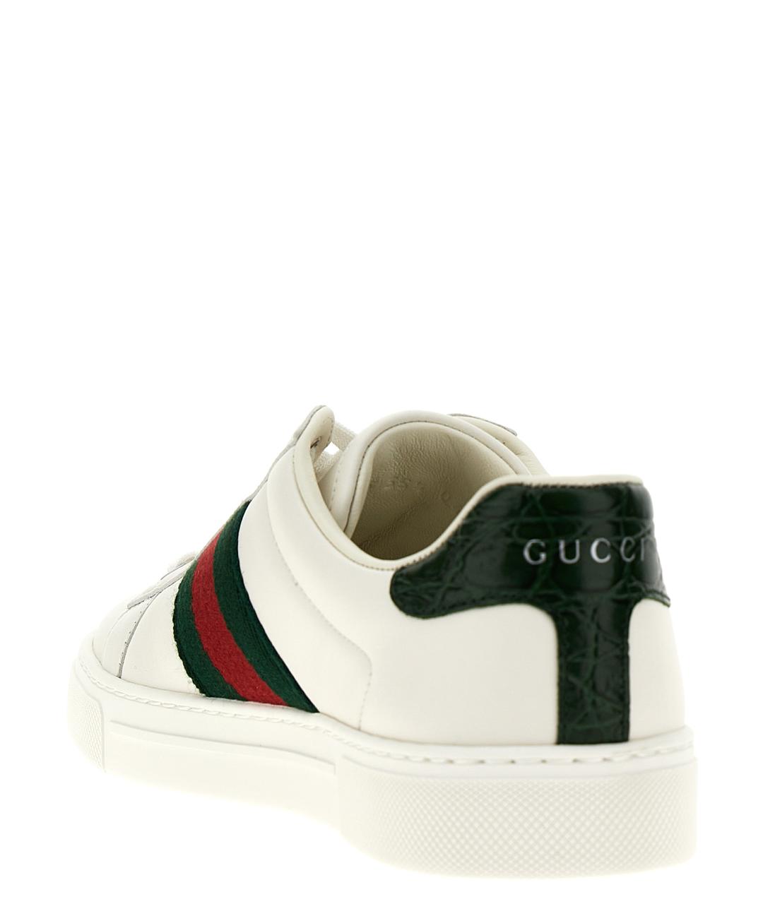 GUCCI Белые кожаные кеды, фото 3
