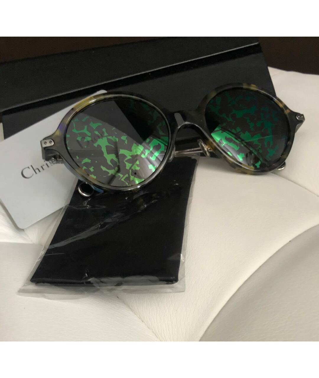 CHRISTIAN DIOR PRE-OWNED Зеленые солнцезащитные очки, фото 2