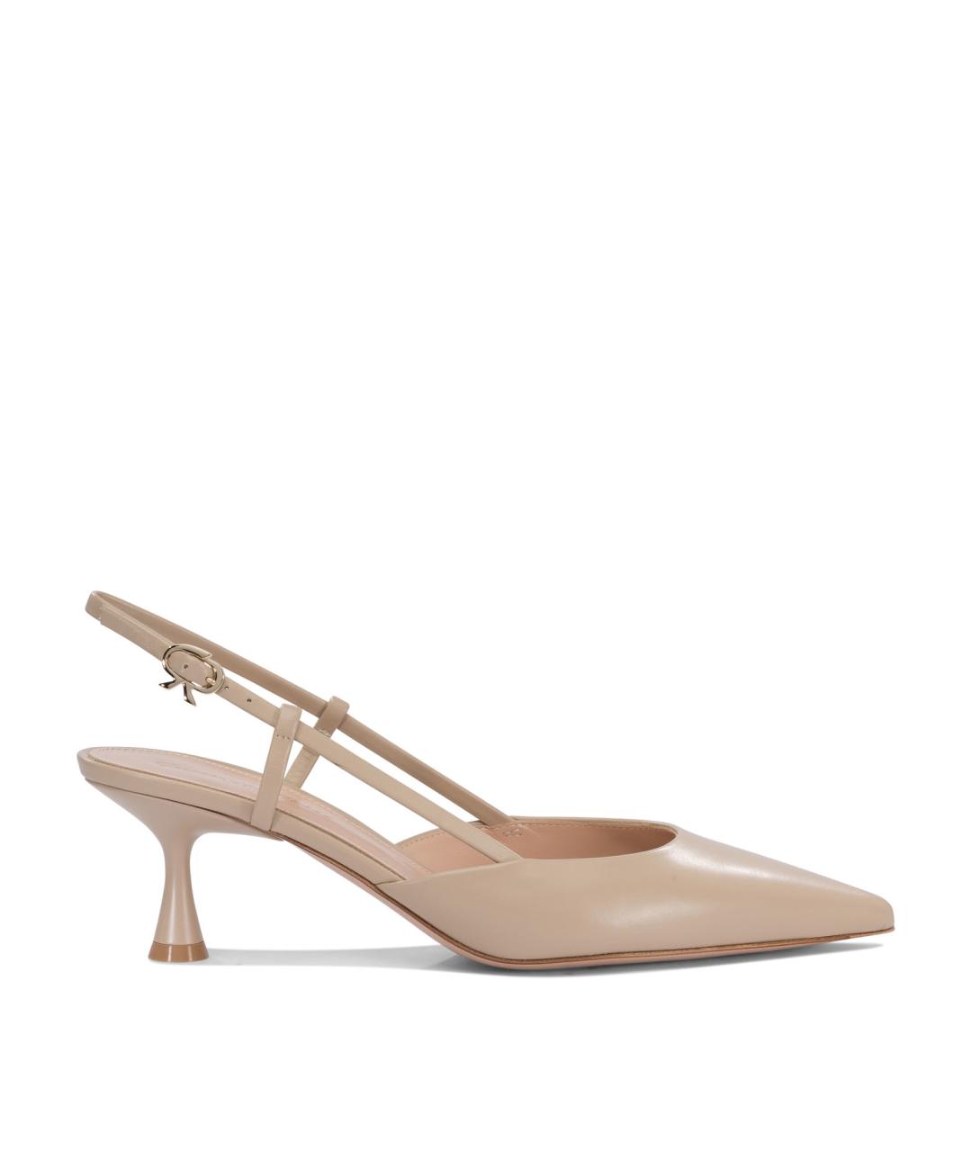 GIANVITO ROSSI Бежевые кожаные туфли, фото 1