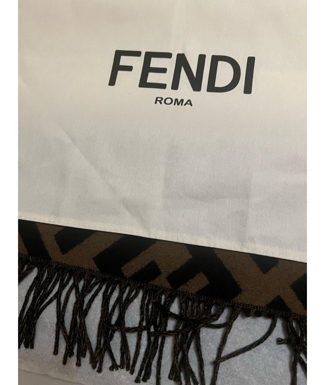 FENDI Коричневый кашемировый шарф, фото 4