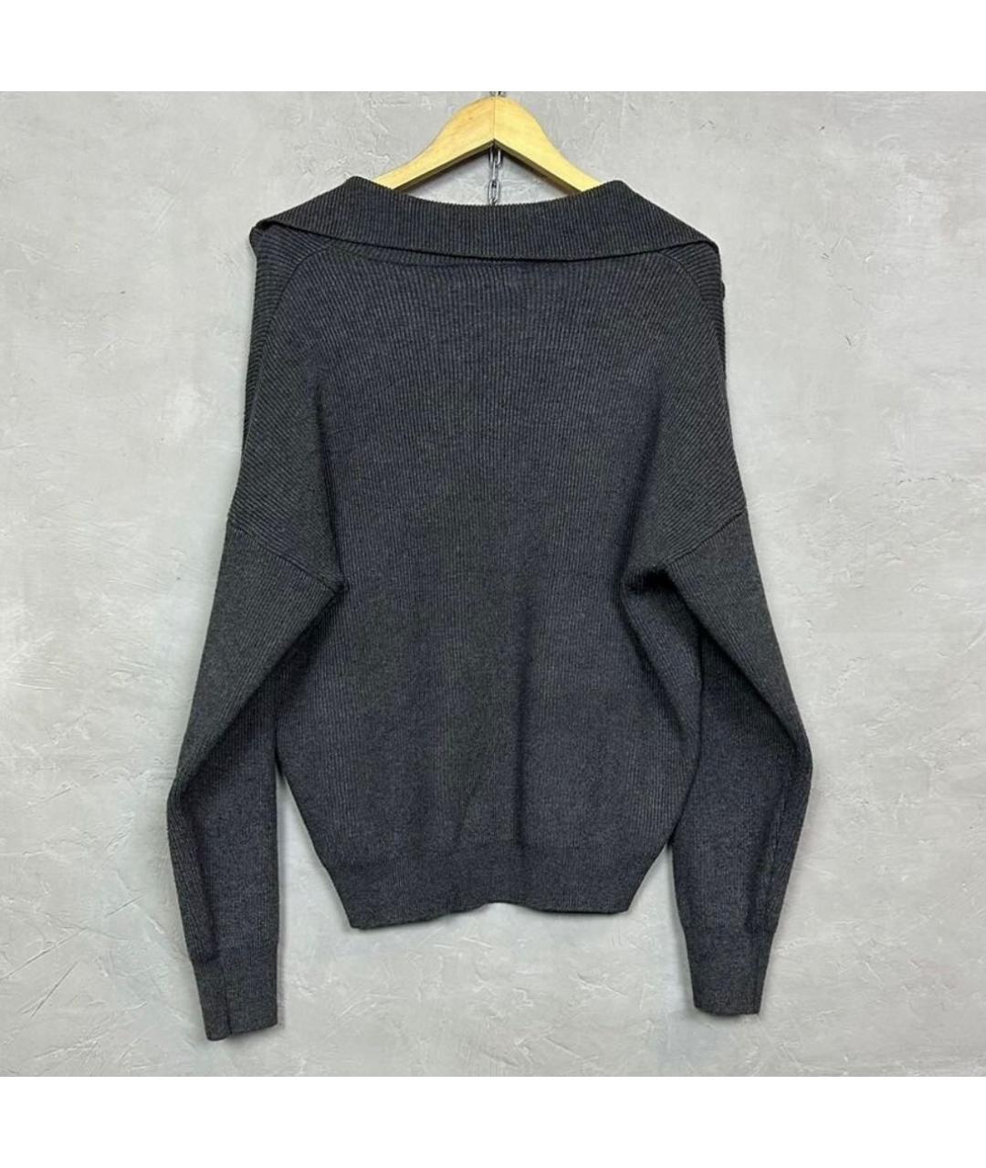 BRUNELLO CUCINELLI Антрацитовый хлопковый джемпер / свитер, фото 3