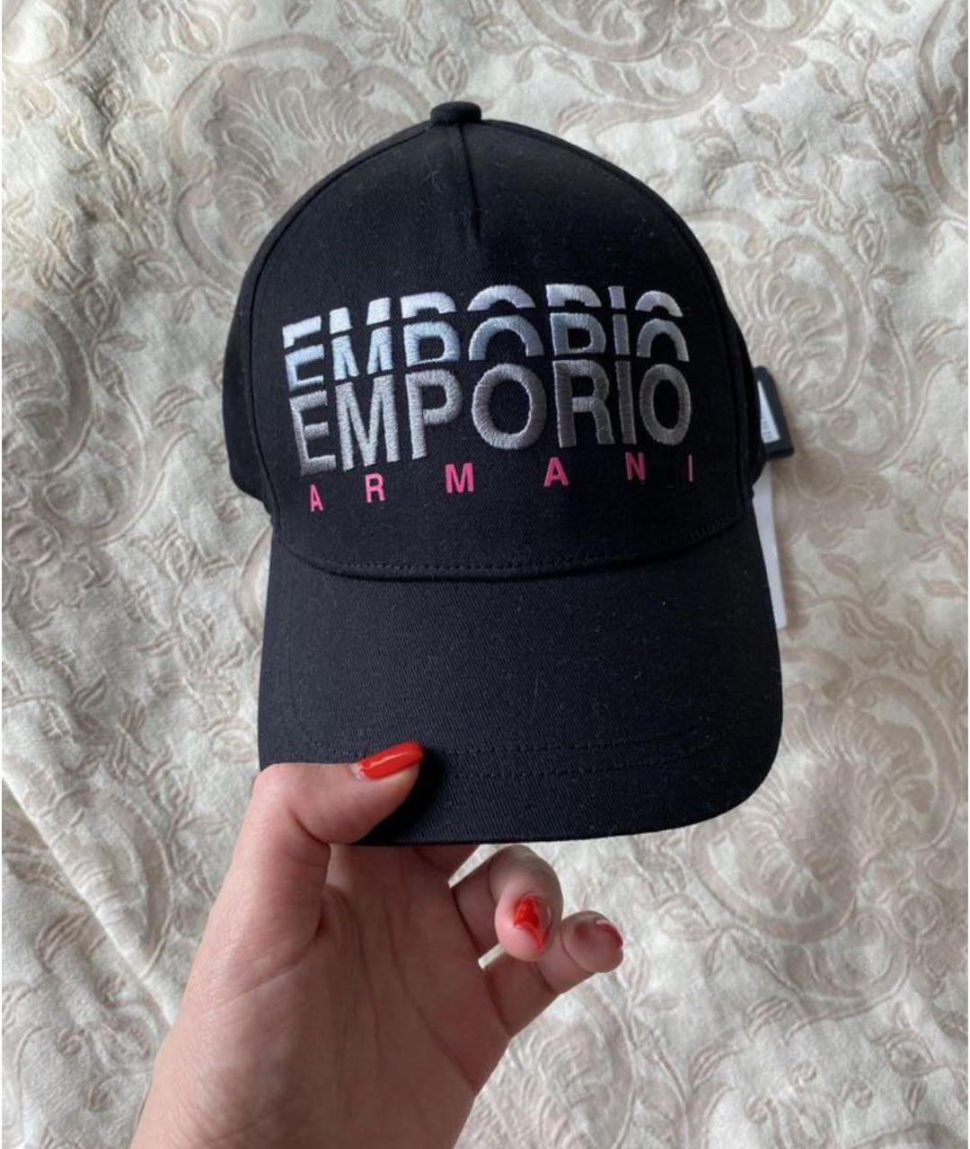 EMPORIO ARMANI Черная хлопковая кепка, фото 2