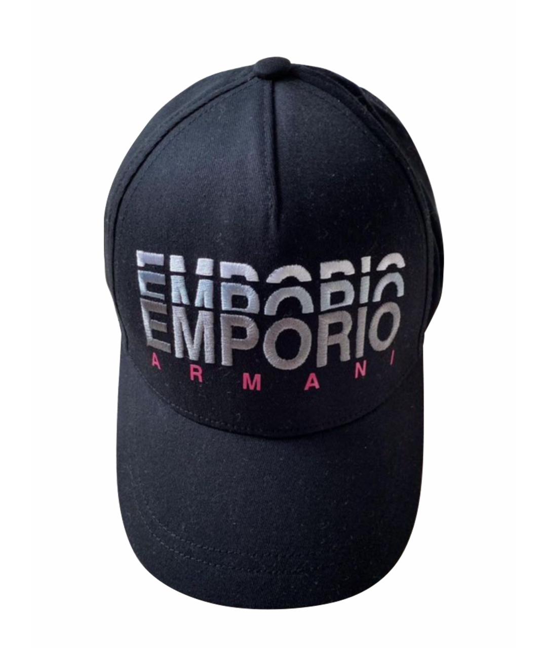 EMPORIO ARMANI Черная хлопковая кепка, фото 1