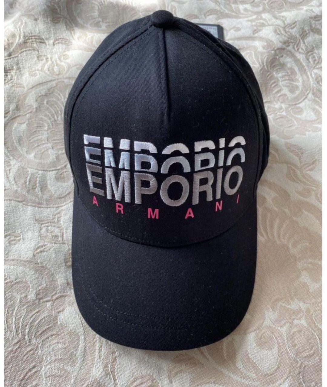 EMPORIO ARMANI Черная хлопковая кепка, фото 5