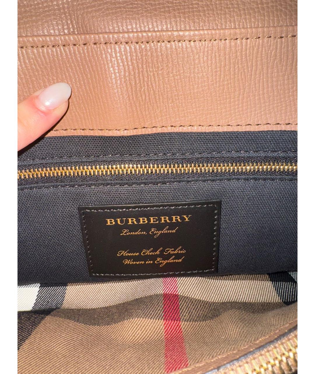 BURBERRY Бежевая кожаная сумка тоут, фото 8