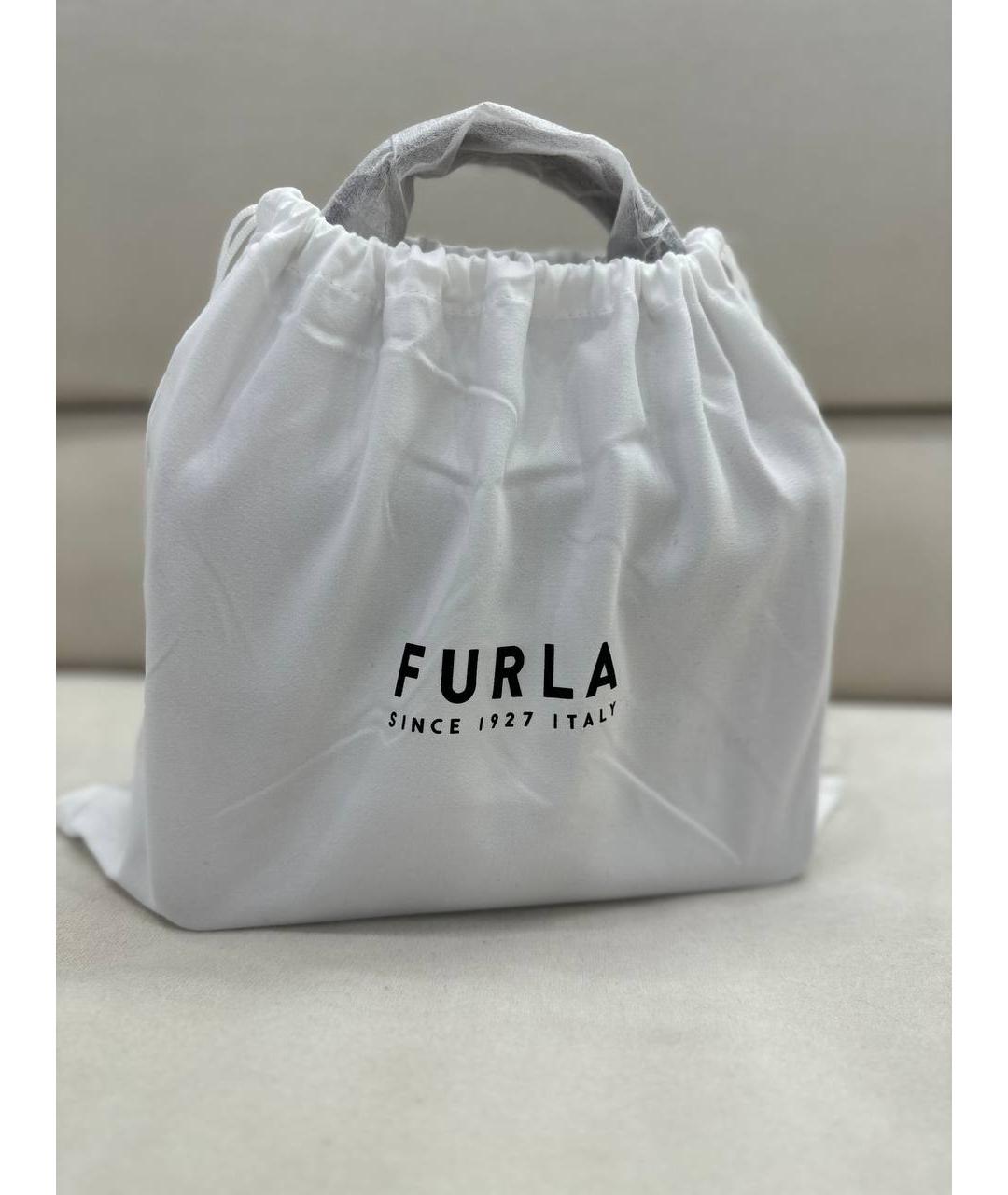 FURLA Бордовая кожаная сумка с короткими ручками, фото 6