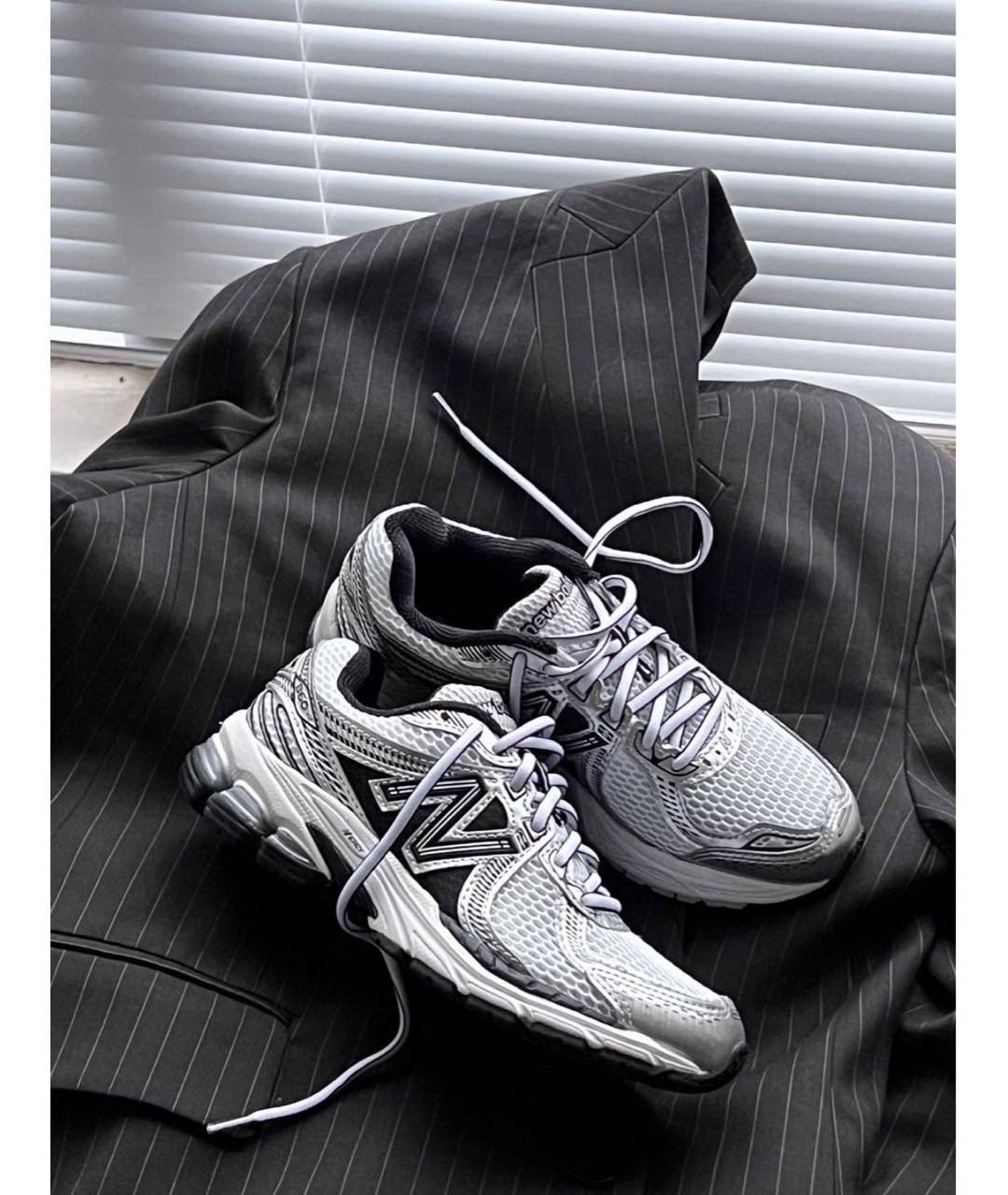 NEW BALANCE Серебряные текстильные кроссовки, фото 4