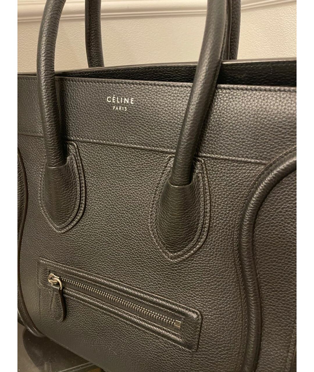 CELINE PRE-OWNED Черная кожаная сумка тоут, фото 9