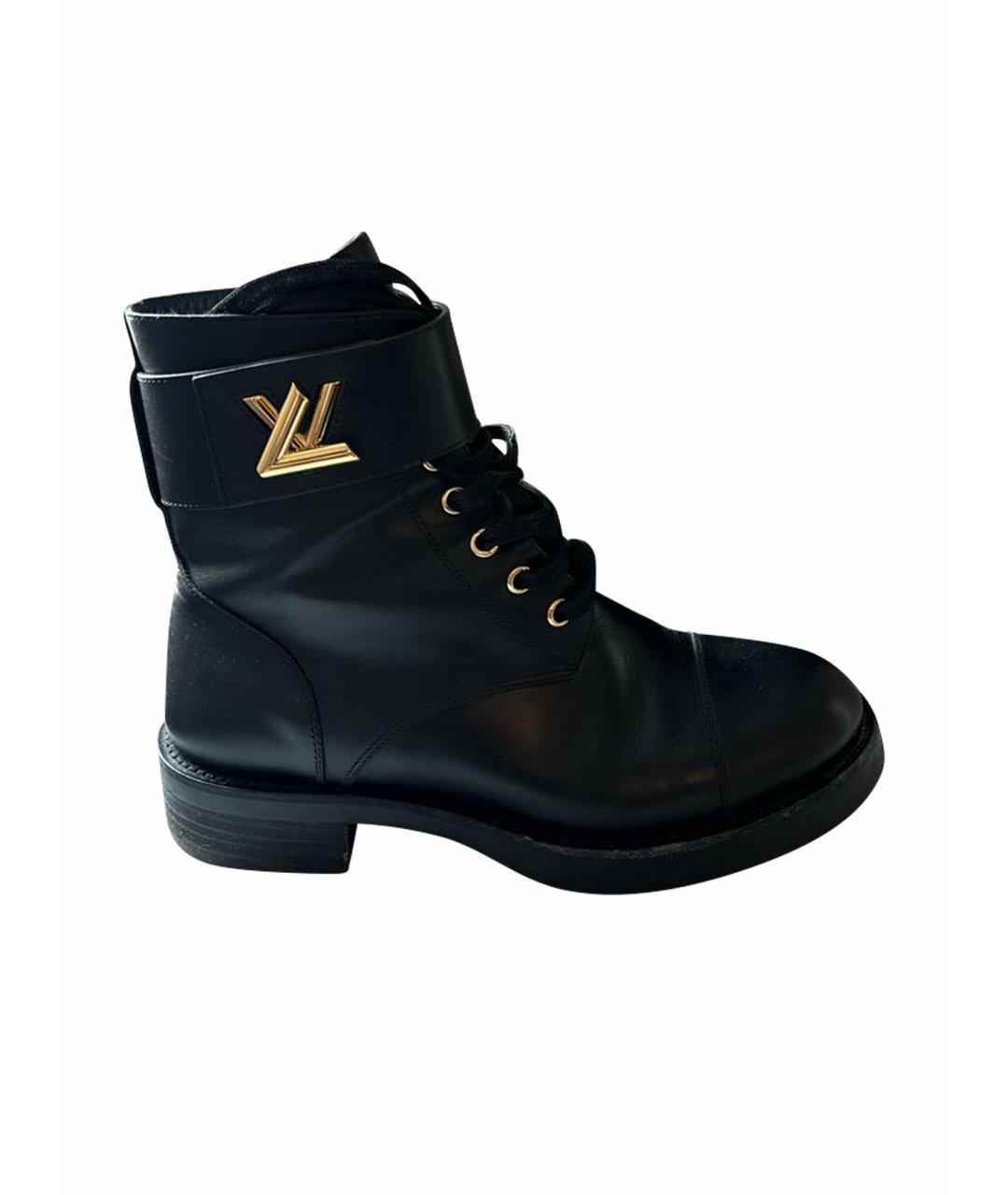 LOUIS VUITTON Черные кожаные ботинки, фото 1