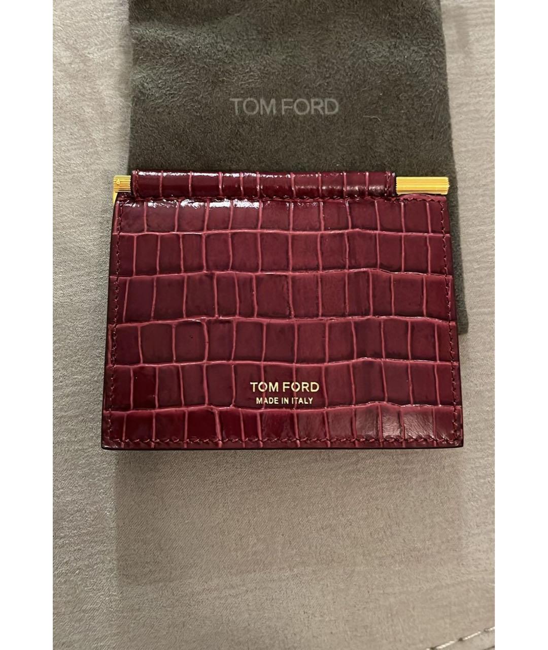 TOM FORD Бордовый кардхолдер из экзотической кожи, фото 5