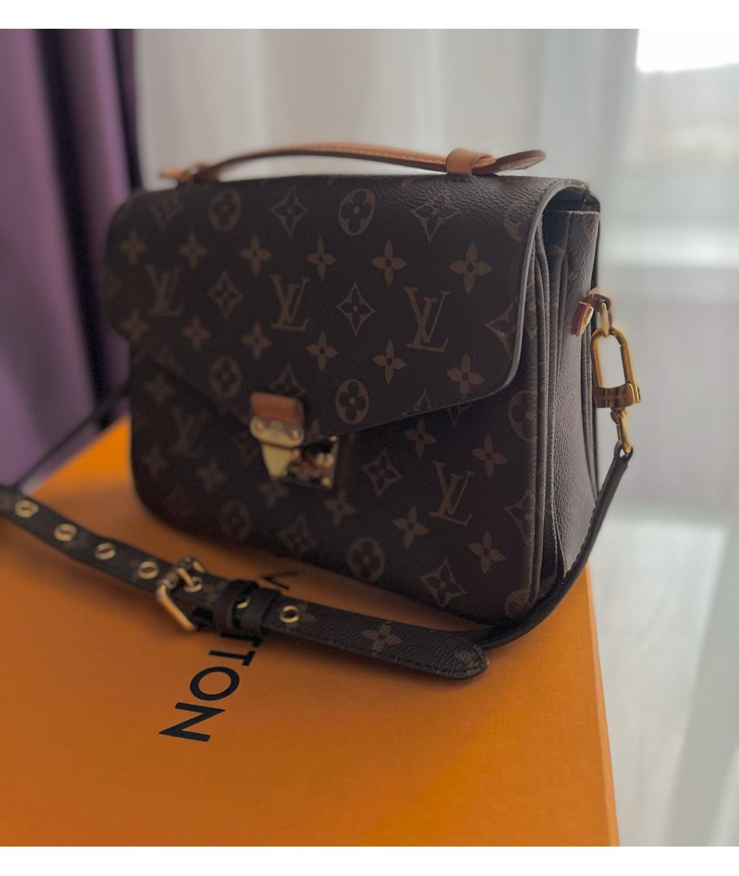 LOUIS VUITTON Коричневая кожаная сумка через плечо, фото 3