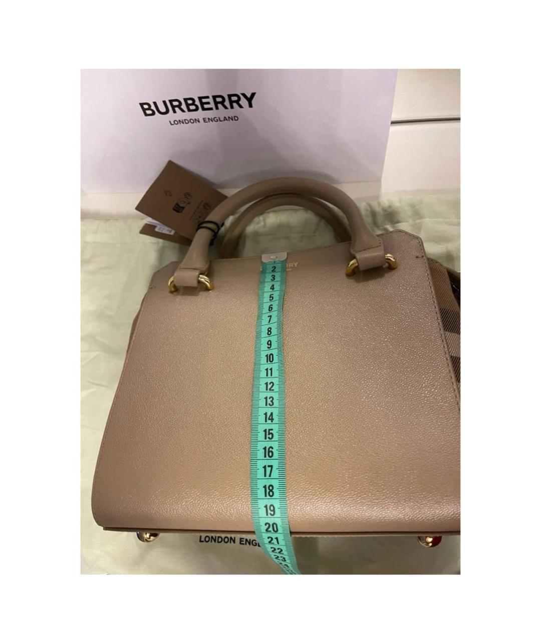 BURBERRY Бежевая кожаная сумка с короткими ручками, фото 7