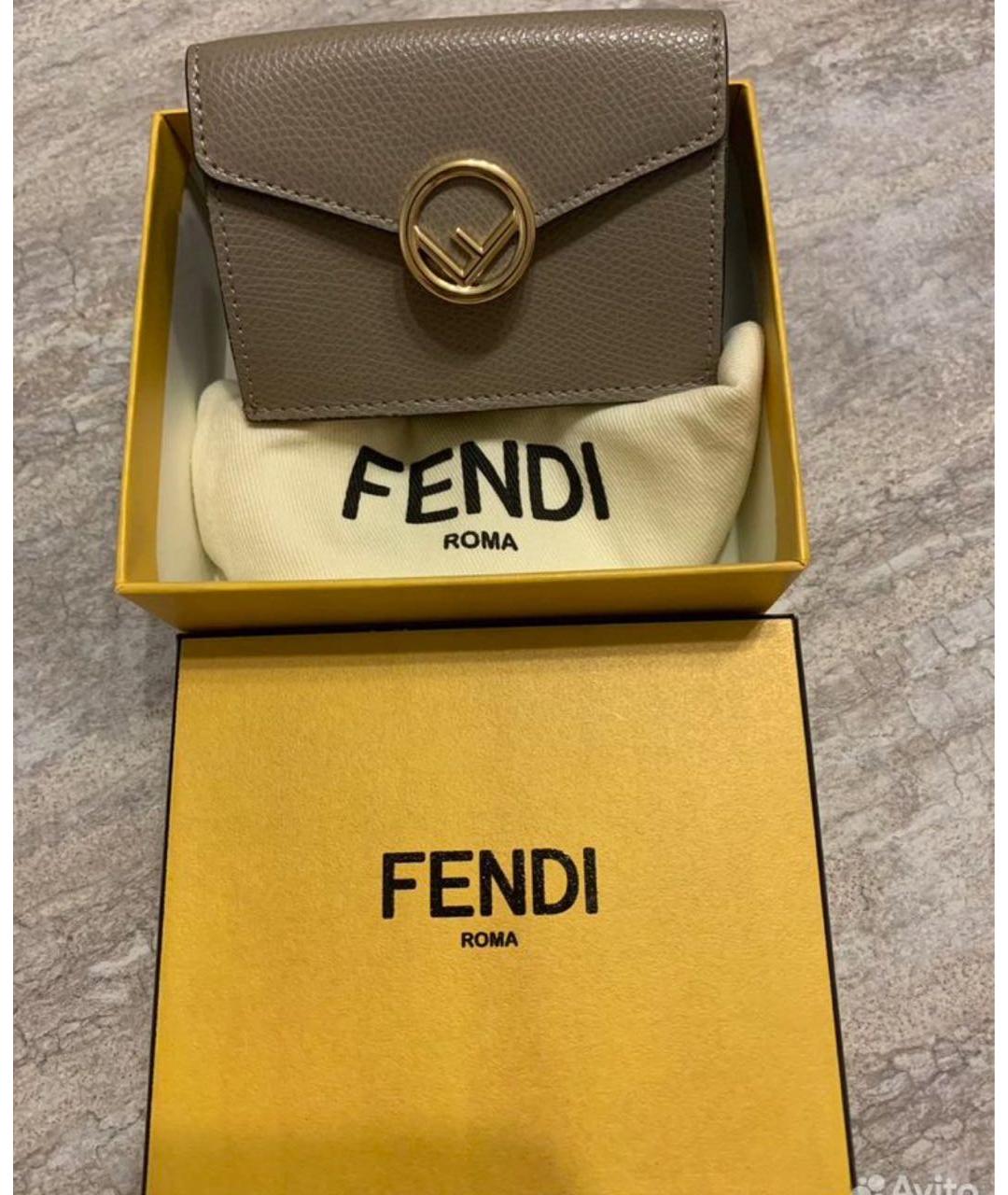 FENDI Бежевый кожаный кошелек, фото 2