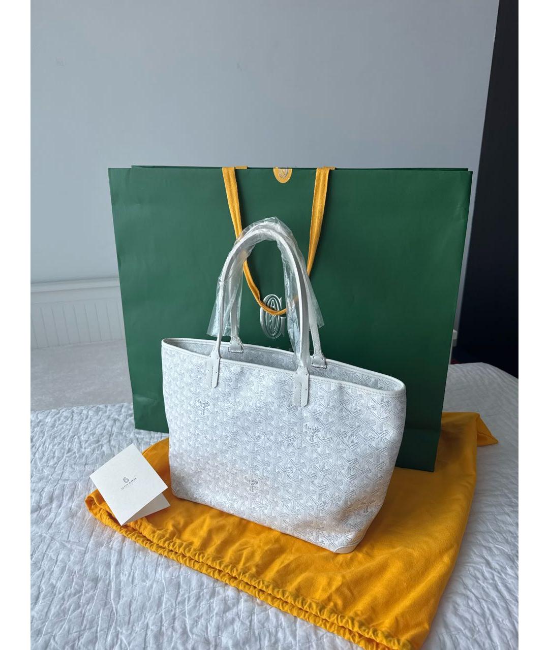 GOYARD Белая кожаная сумка тоут, фото 3