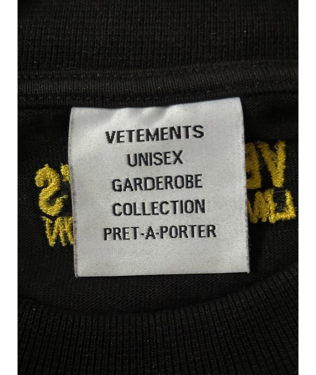 VETEMENTS Черная хлопковая футболка, фото 4