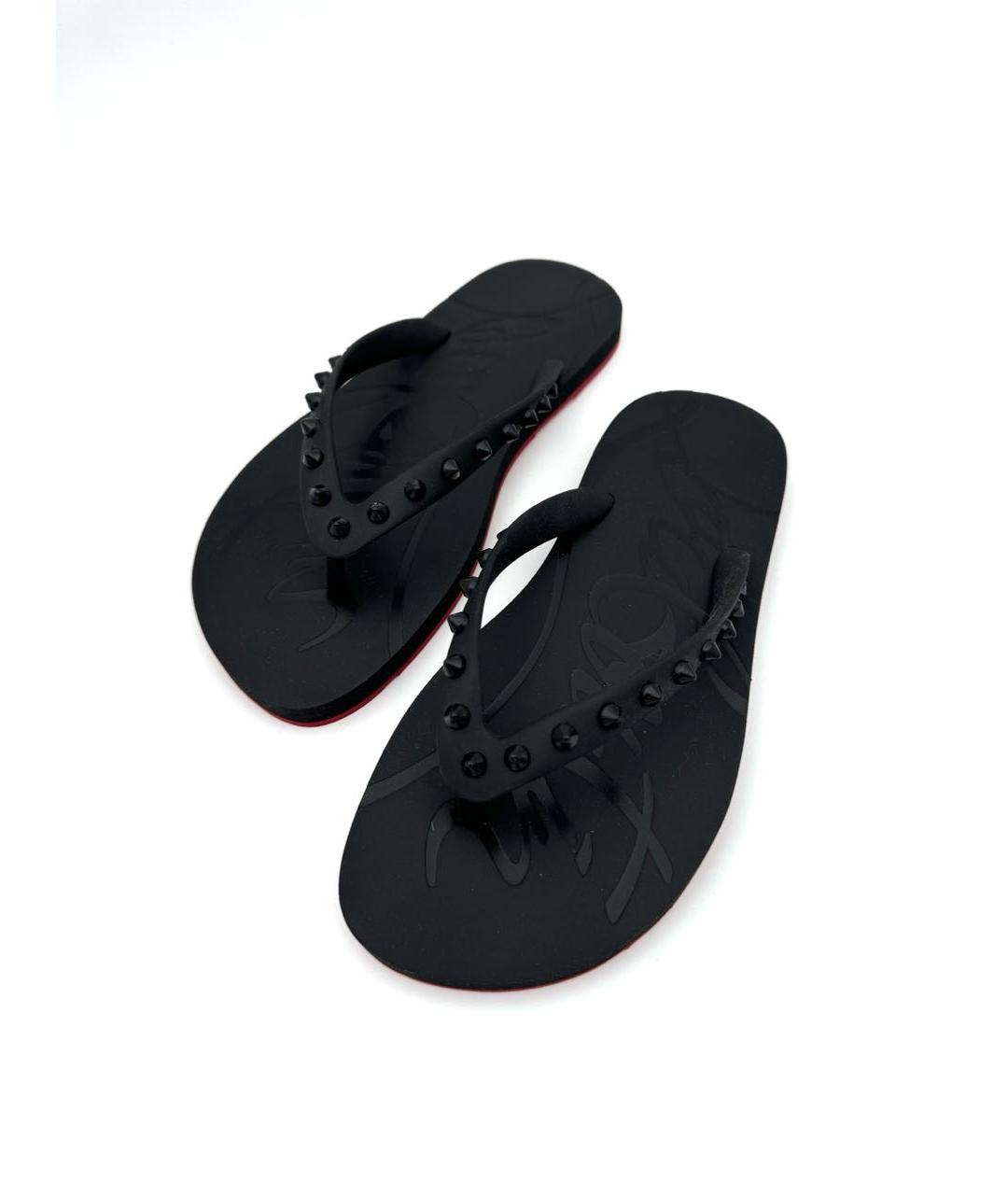 CHRISTIAN LOUBOUTIN Черные шлепанцы, фото 2