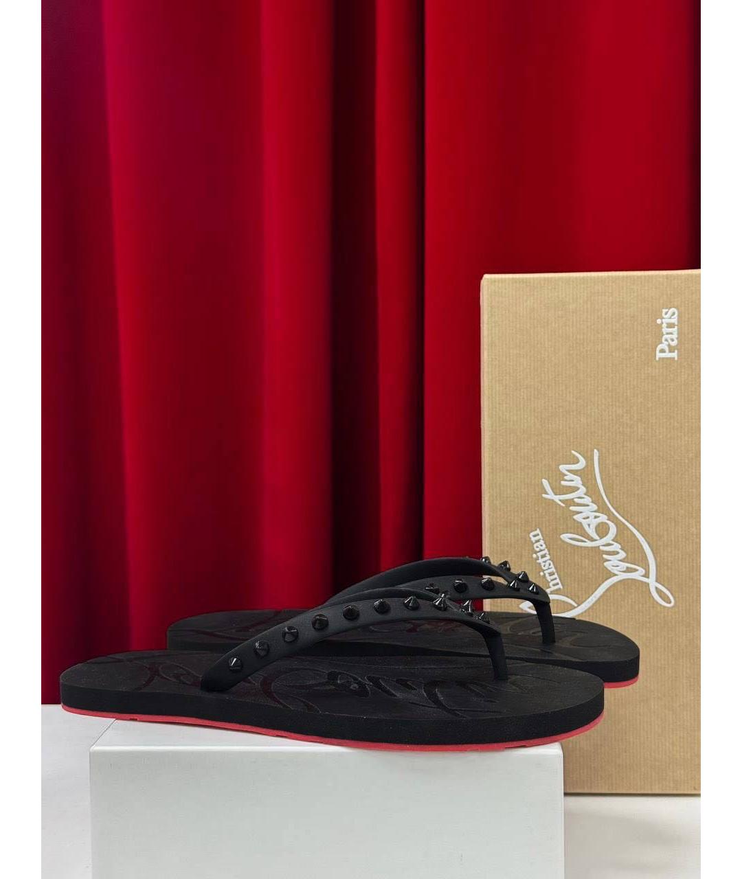 CHRISTIAN LOUBOUTIN Черные шлепанцы, фото 4