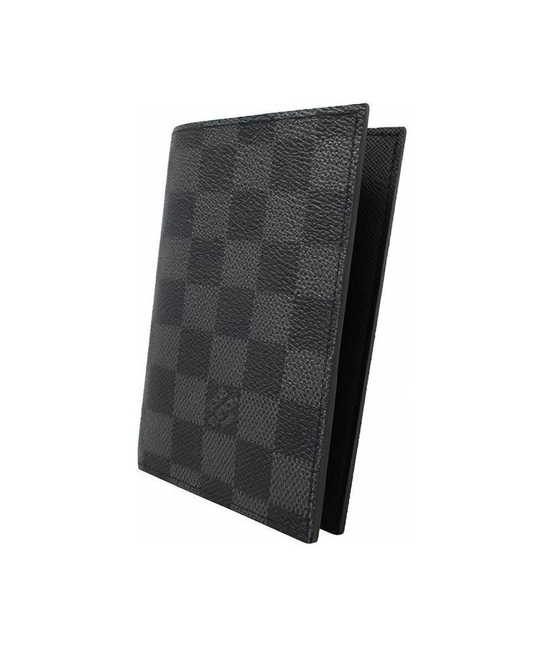 LOUIS VUITTON Черный кожаный кошелек, фото 3