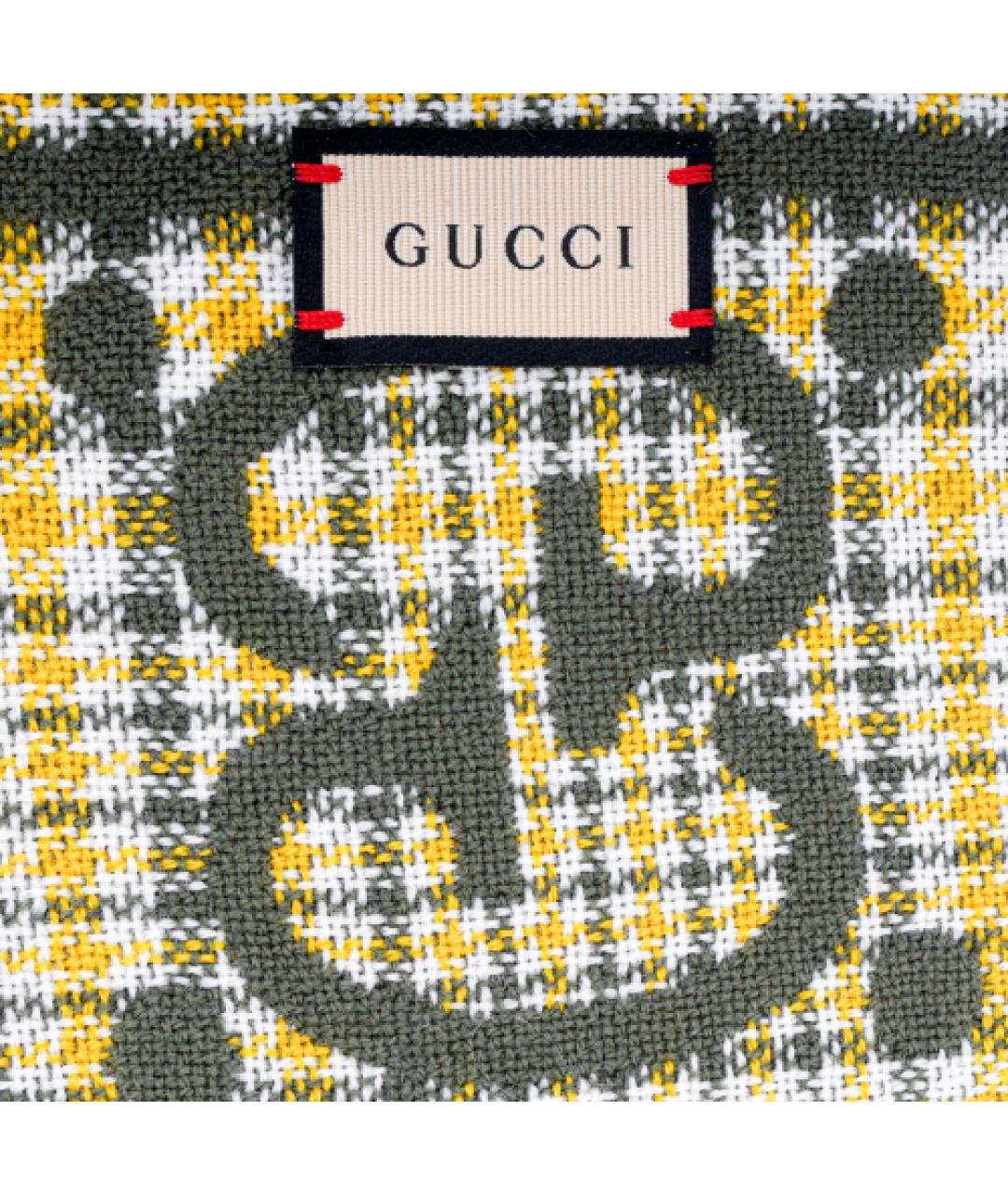 GUCCI Желтый шерстяной шарф, фото 3