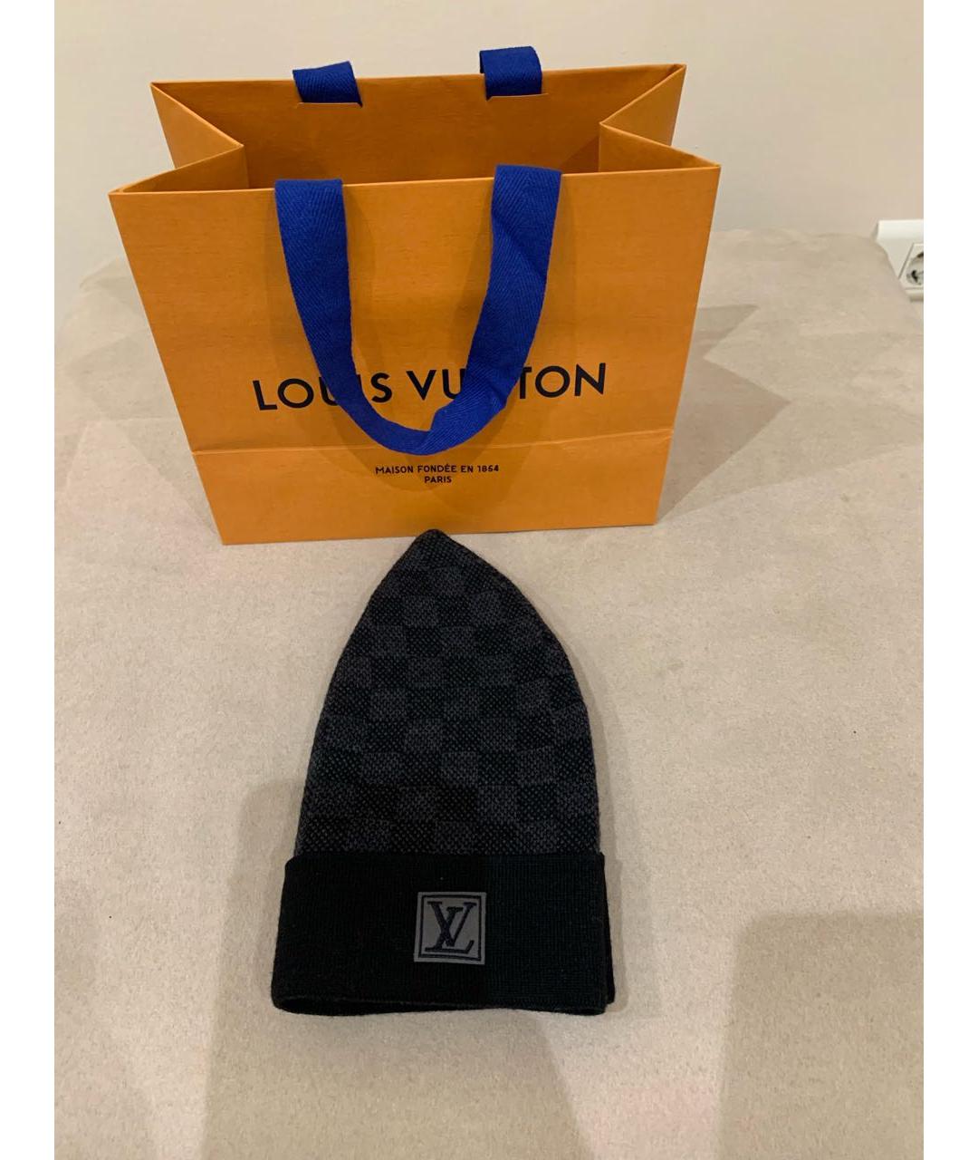 LOUIS VUITTON Антрацитовая шерстяная шапка, фото 3