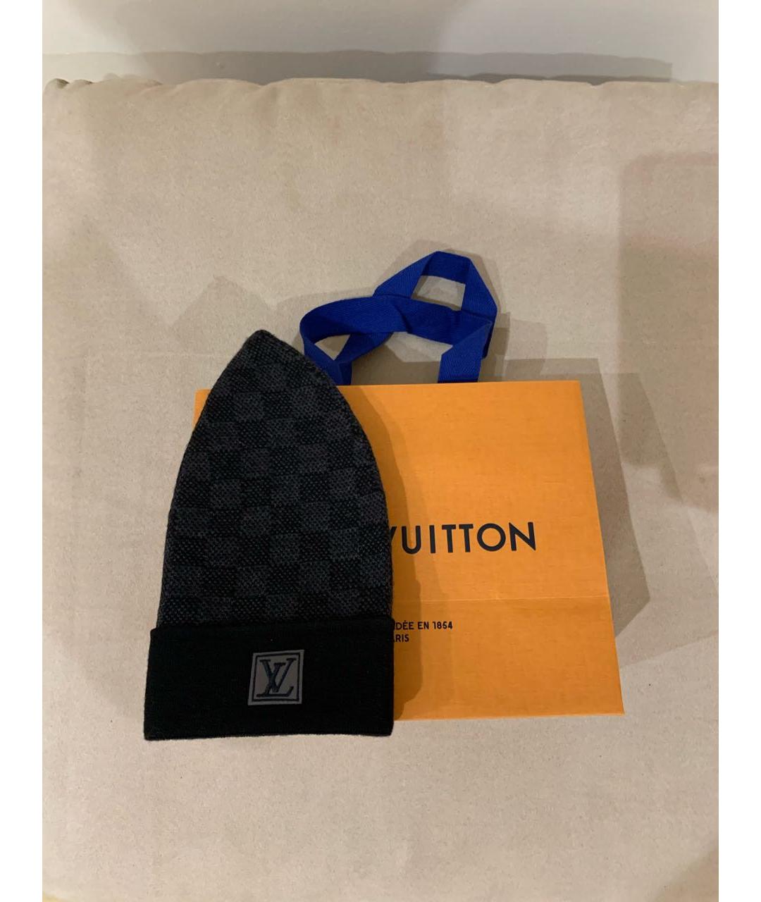 LOUIS VUITTON Антрацитовая шерстяная шапка, фото 4