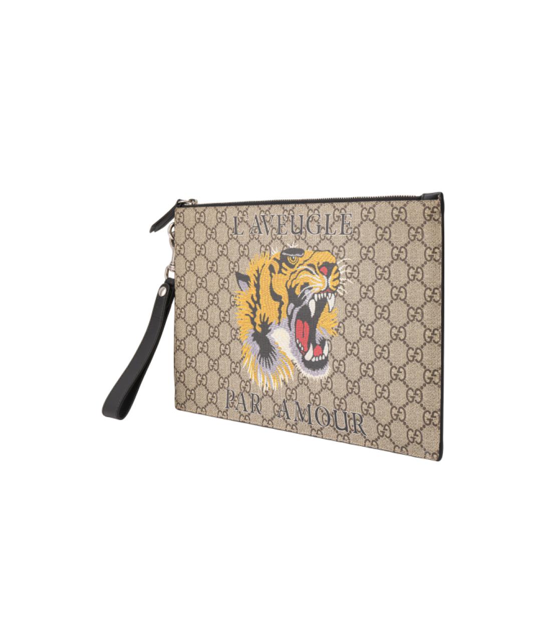 GUCCI Бежевая тканевая папка для документов, фото 3