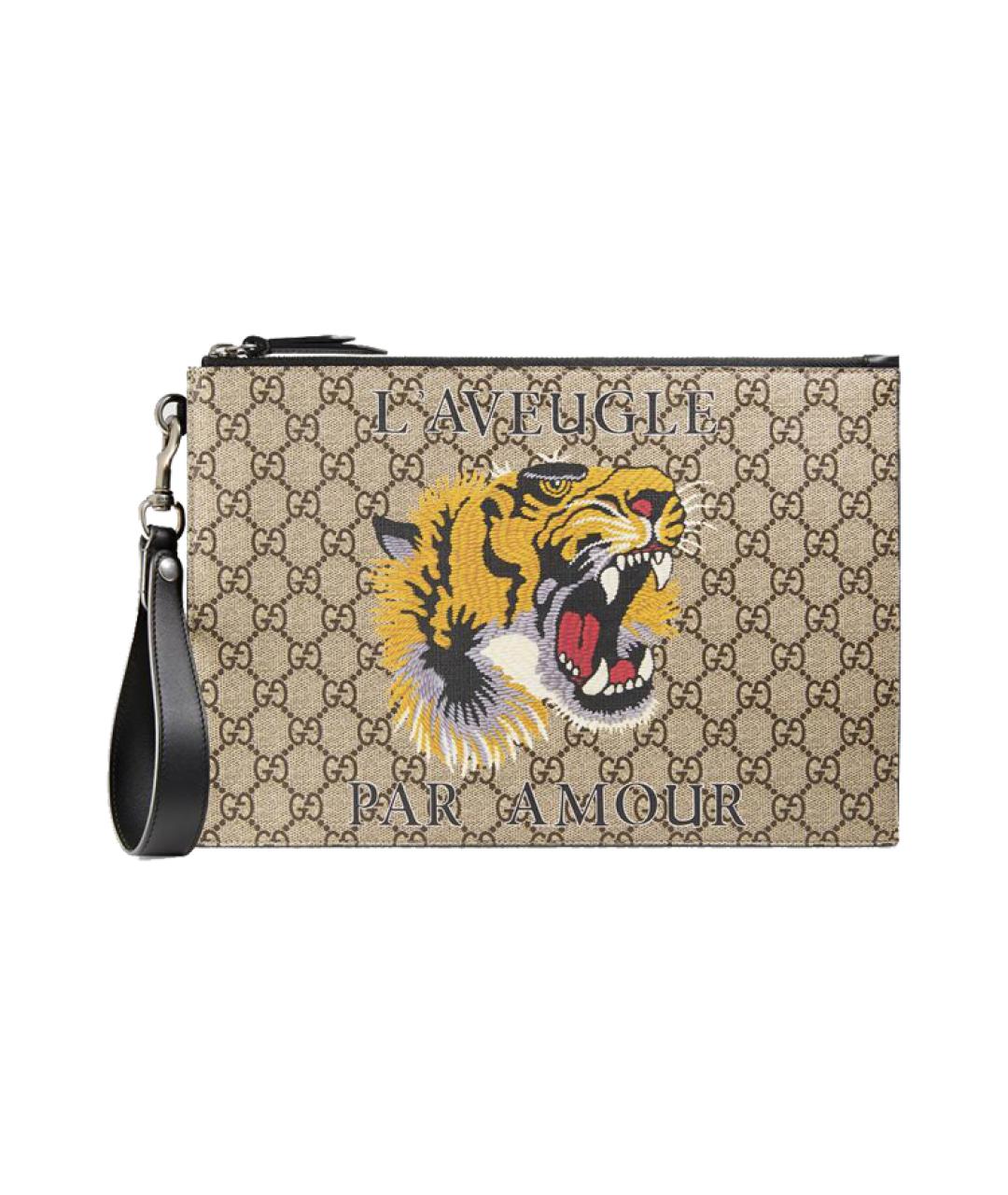 GUCCI Бежевая тканевая папка для документов, фото 1