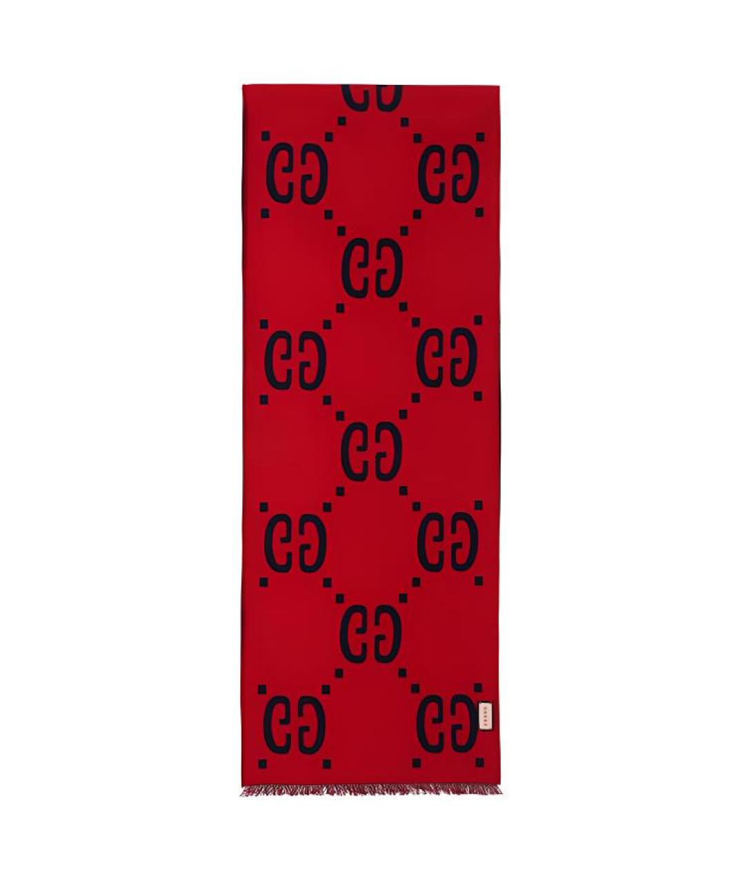 GUCCI Красный шерстяной шарф, фото 3
