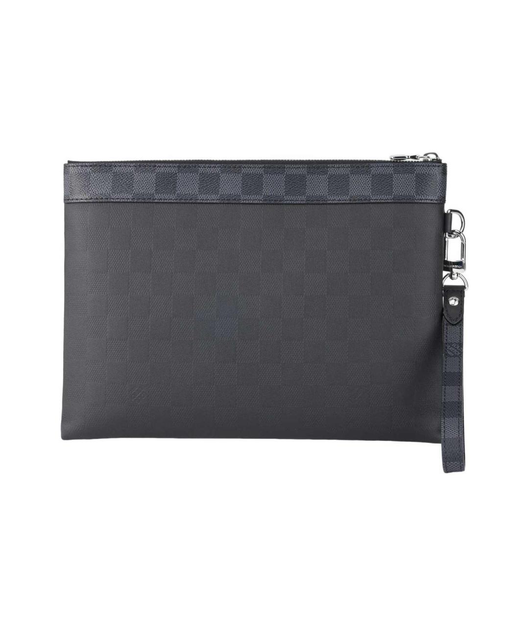 LOUIS VUITTON Черная кожаная папка для документов, фото 4