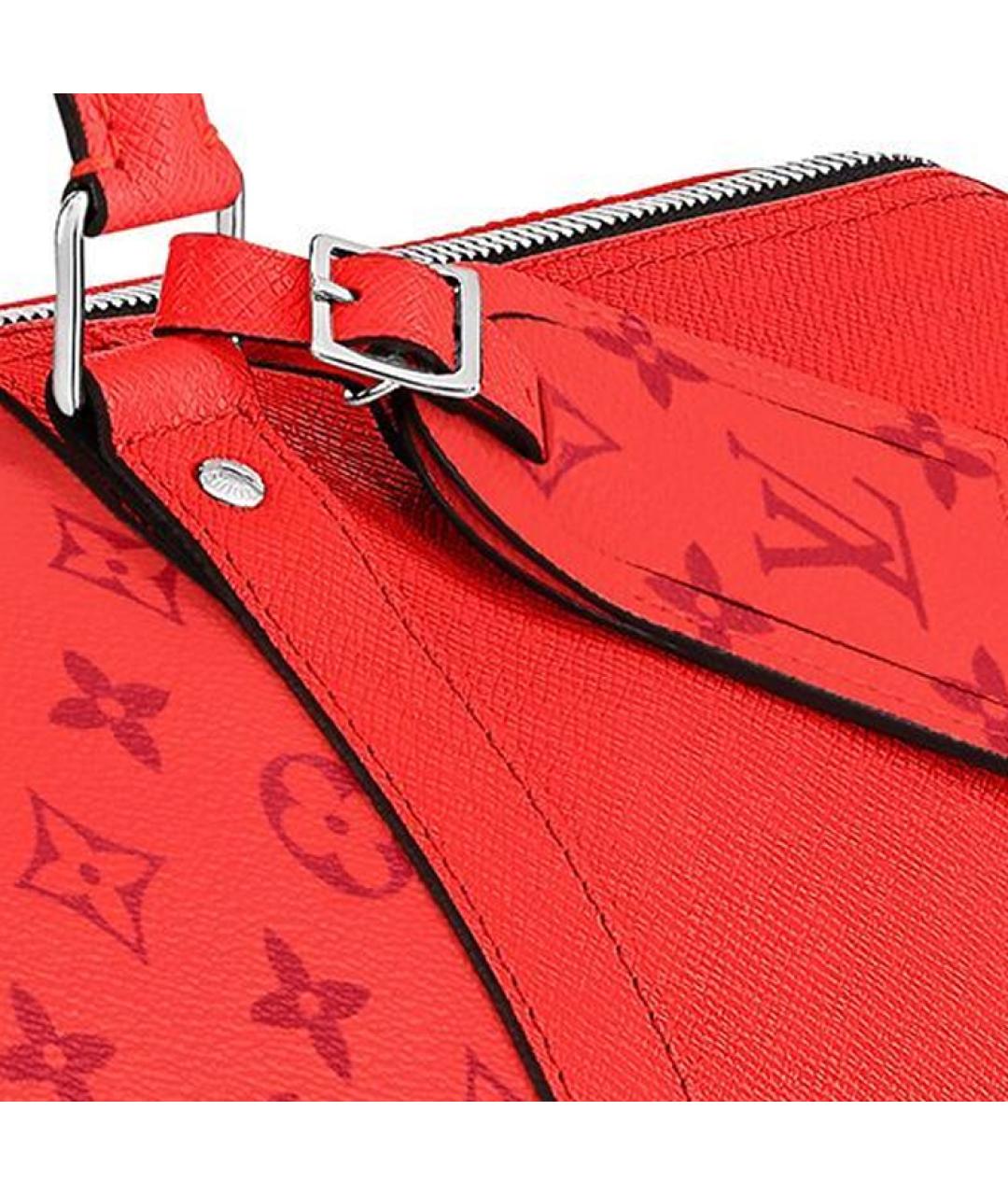 LOUIS VUITTON Красная кожаная дорожная/спортивная сумка, фото 7