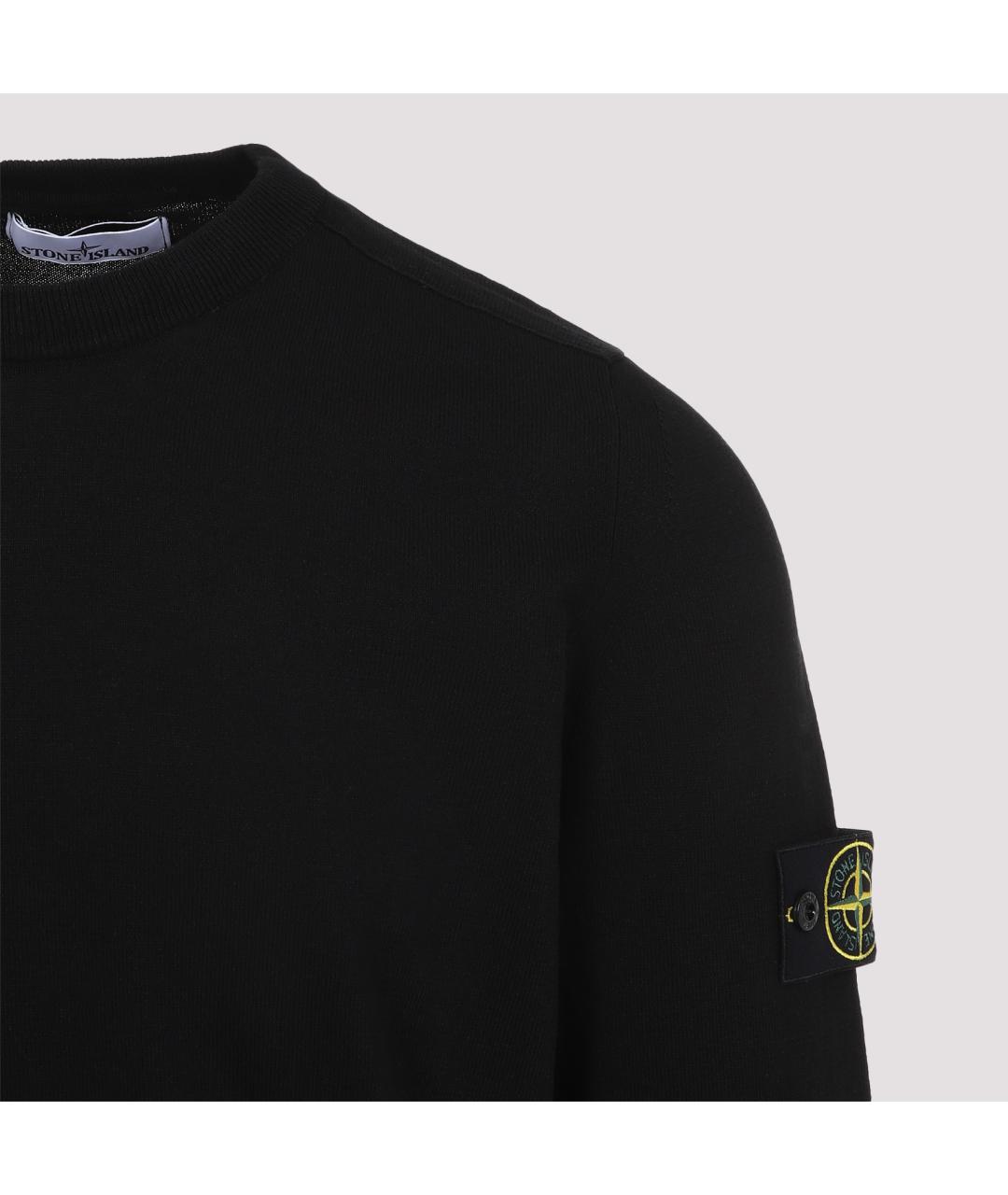STONE ISLAND Черный хлопковый джемпер / свитер, фото 3