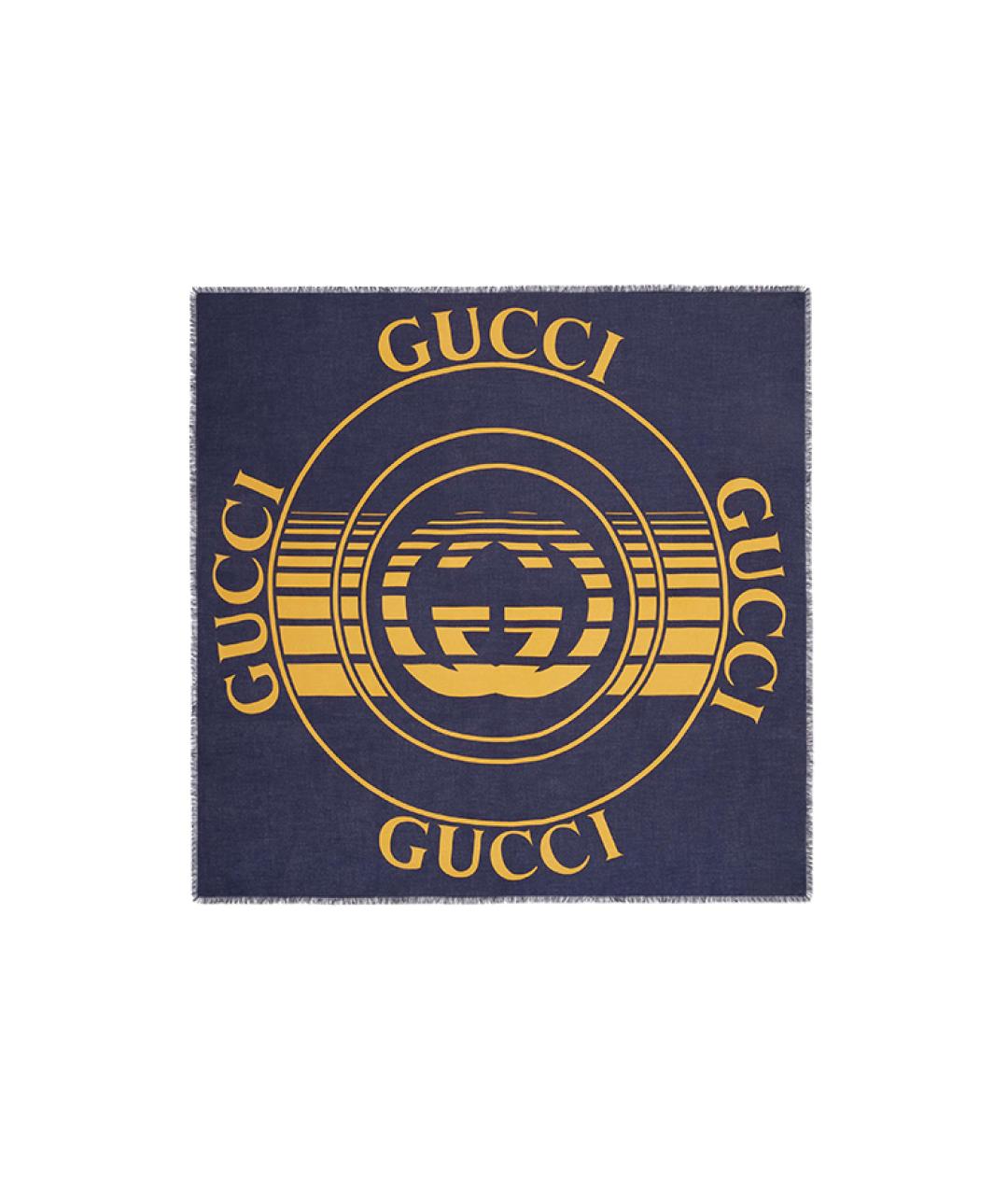 GUCCI Синий хлопковый шарф, фото 1