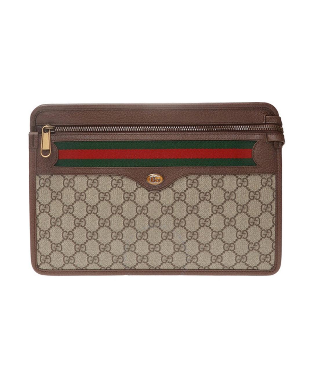 GUCCI Коричневая тканевая папка для документов, фото 1