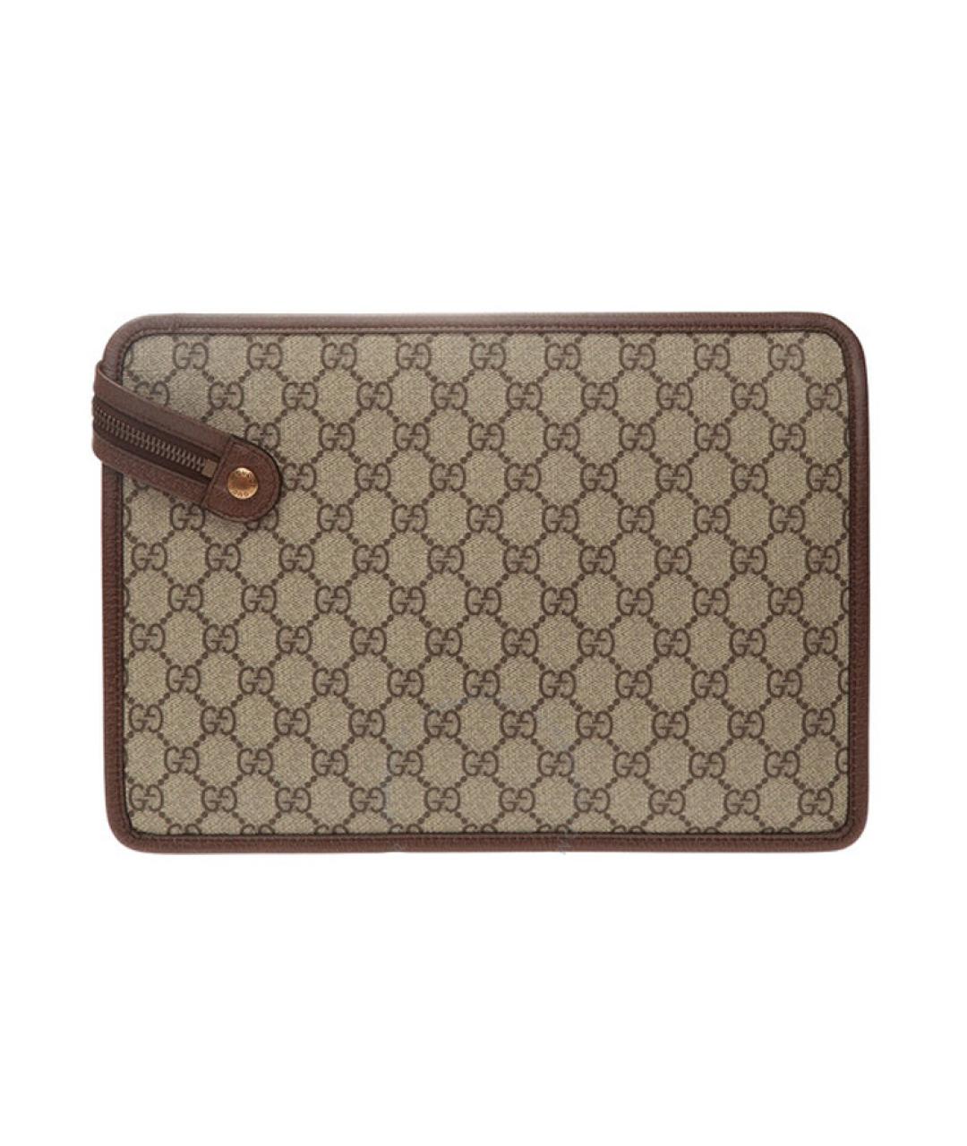 GUCCI Коричневая тканевая папка для документов, фото 2