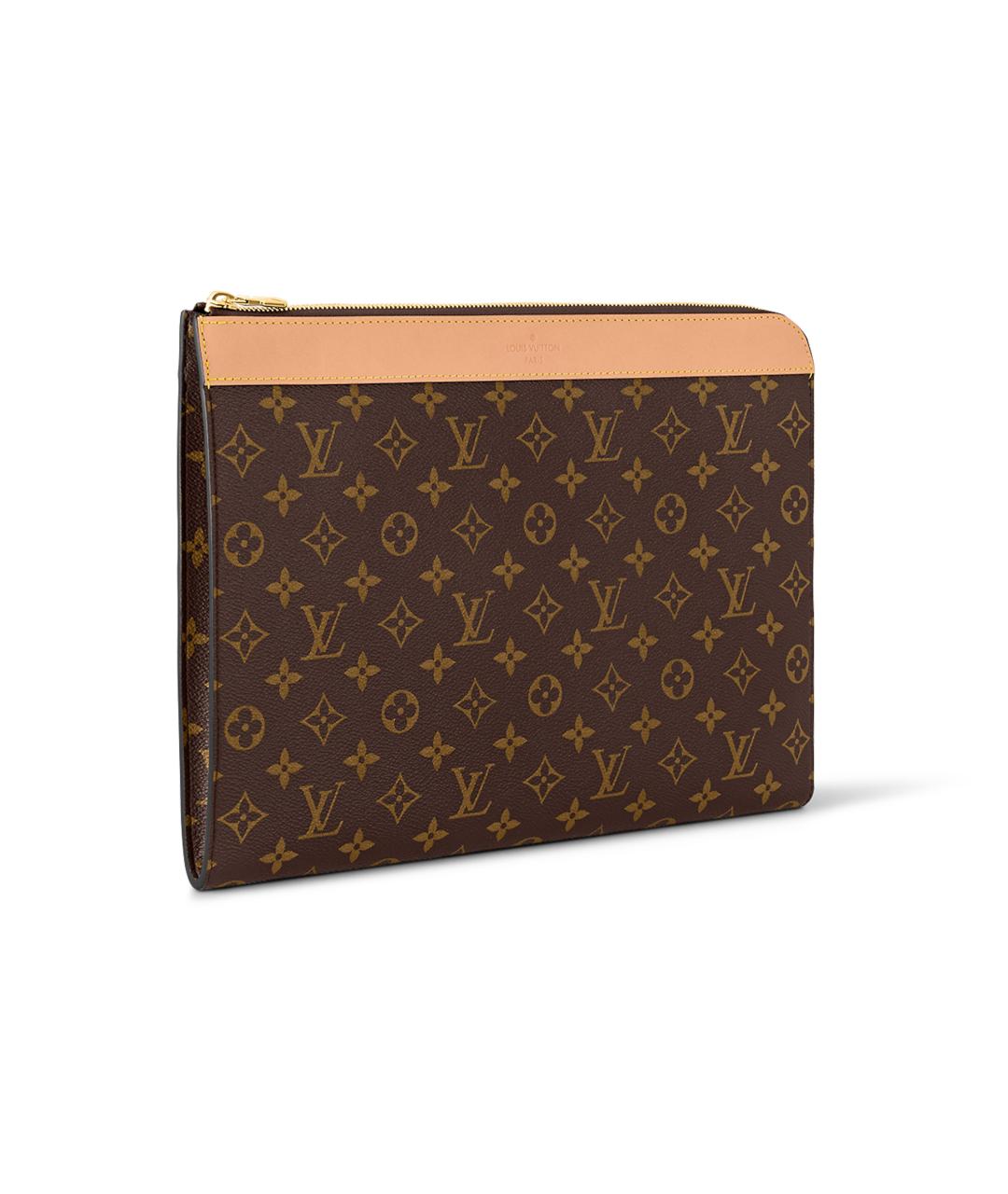 LOUIS VUITTON Коричневая кожаная папка для документов, фото 2
