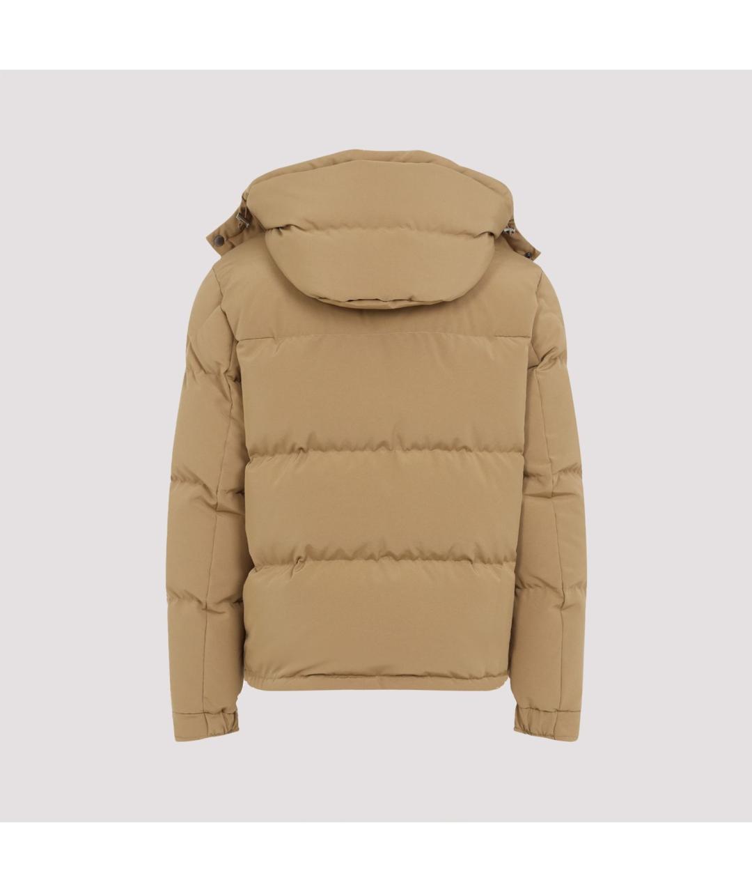 MONCLER Бежевый полиэстеровый пуховик, фото 3