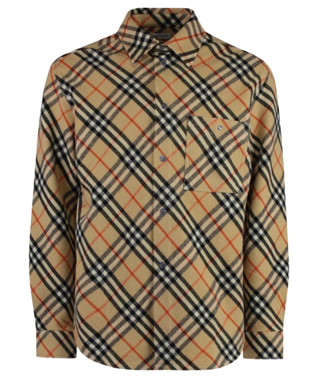 BURBERRY Бежевая шерстяная кэжуал рубашка, фото 1