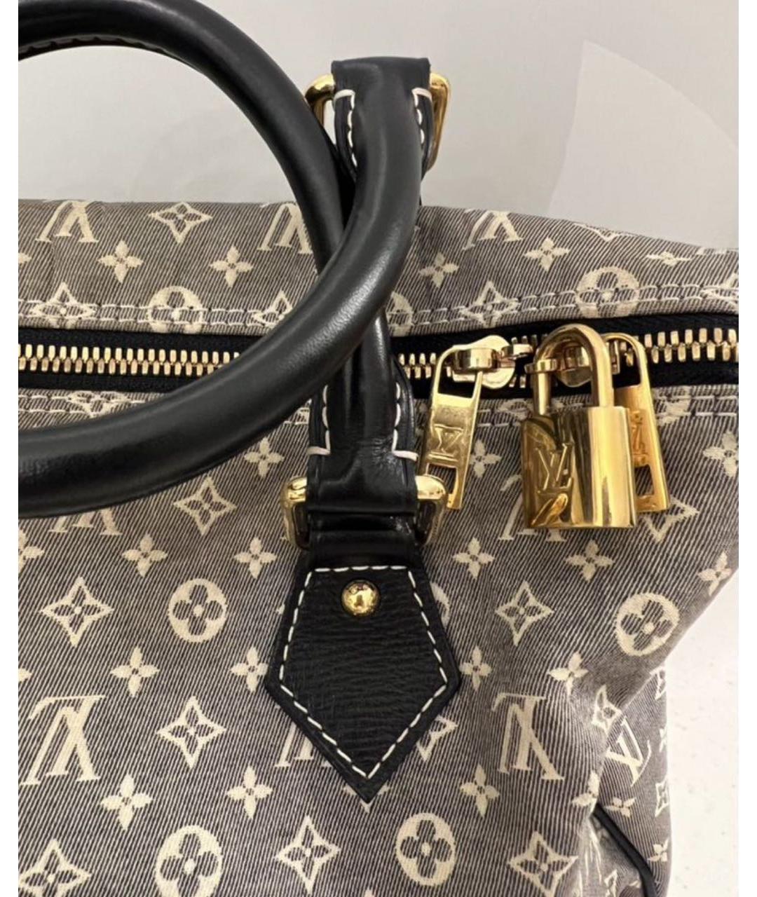 LOUIS VUITTON Антрацитовая тканевая сумка с короткими ручками, фото 2