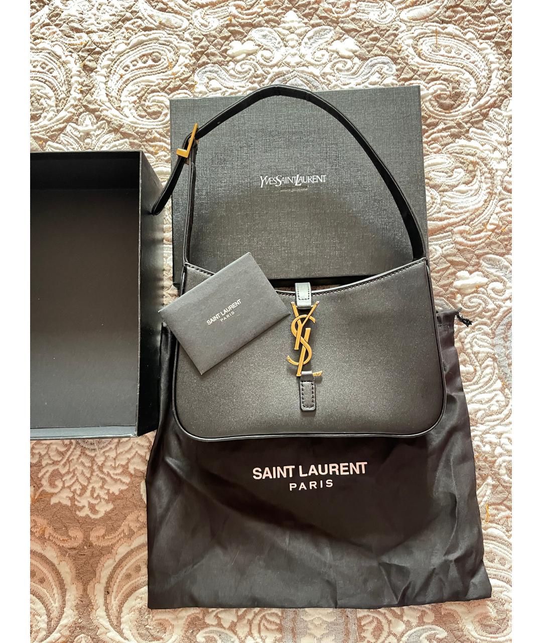 SAINT LAURENT Черная кожаная сумка с короткими ручками, фото 10