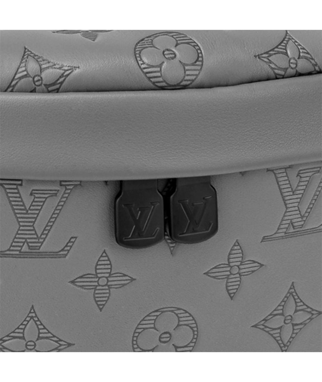 LOUIS VUITTON Серая кожаная поясная сумка, фото 5