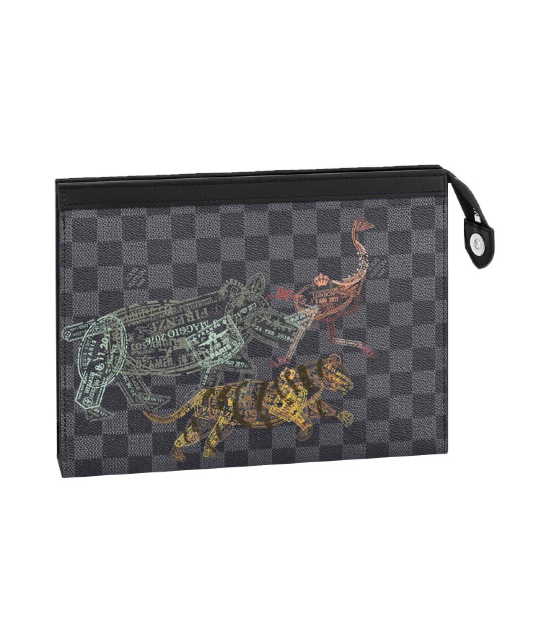 LOUIS VUITTON Серая кожаная папка для документов, фото 2