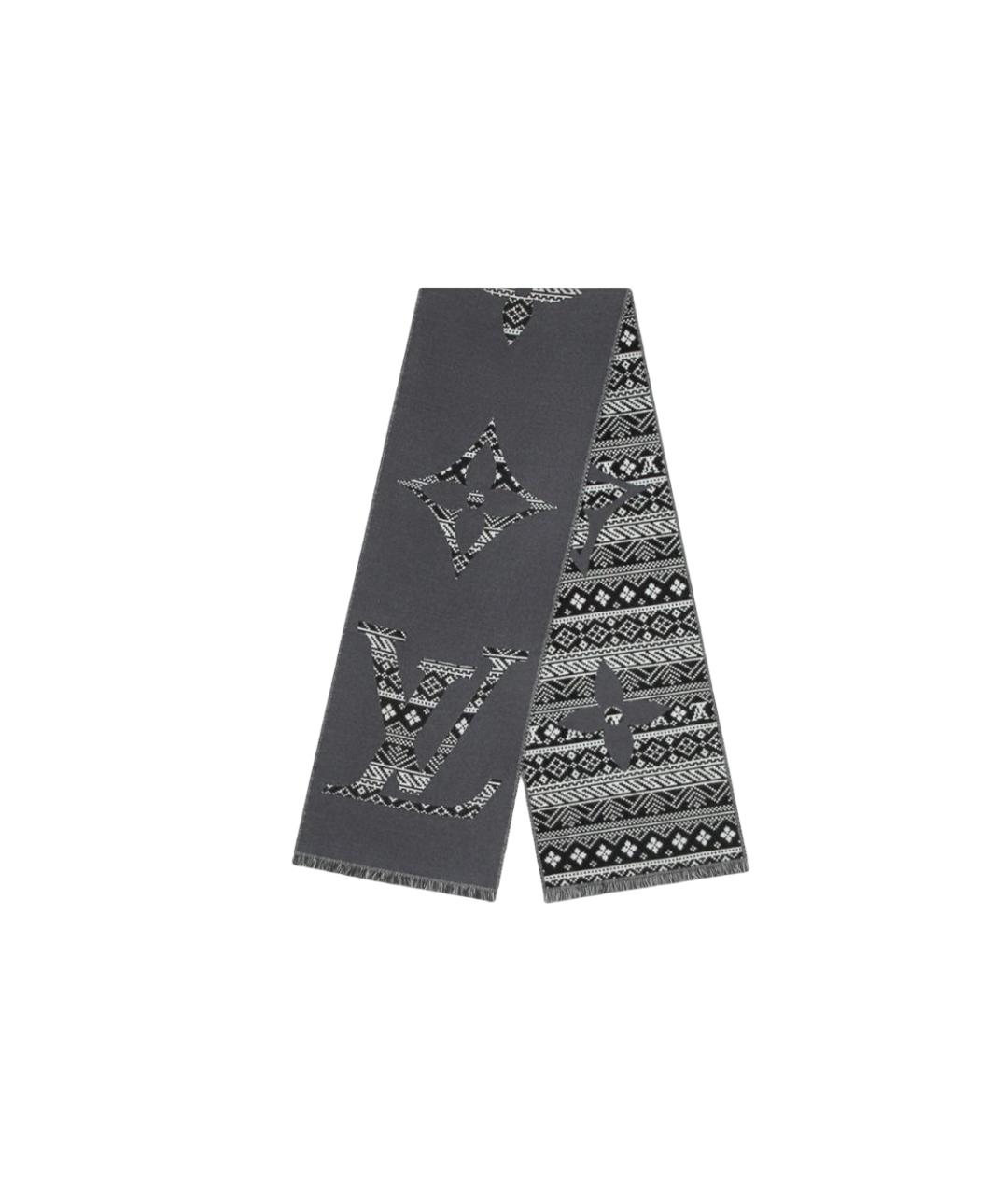 LOUIS VUITTON Серый шерстяной шарф, фото 1