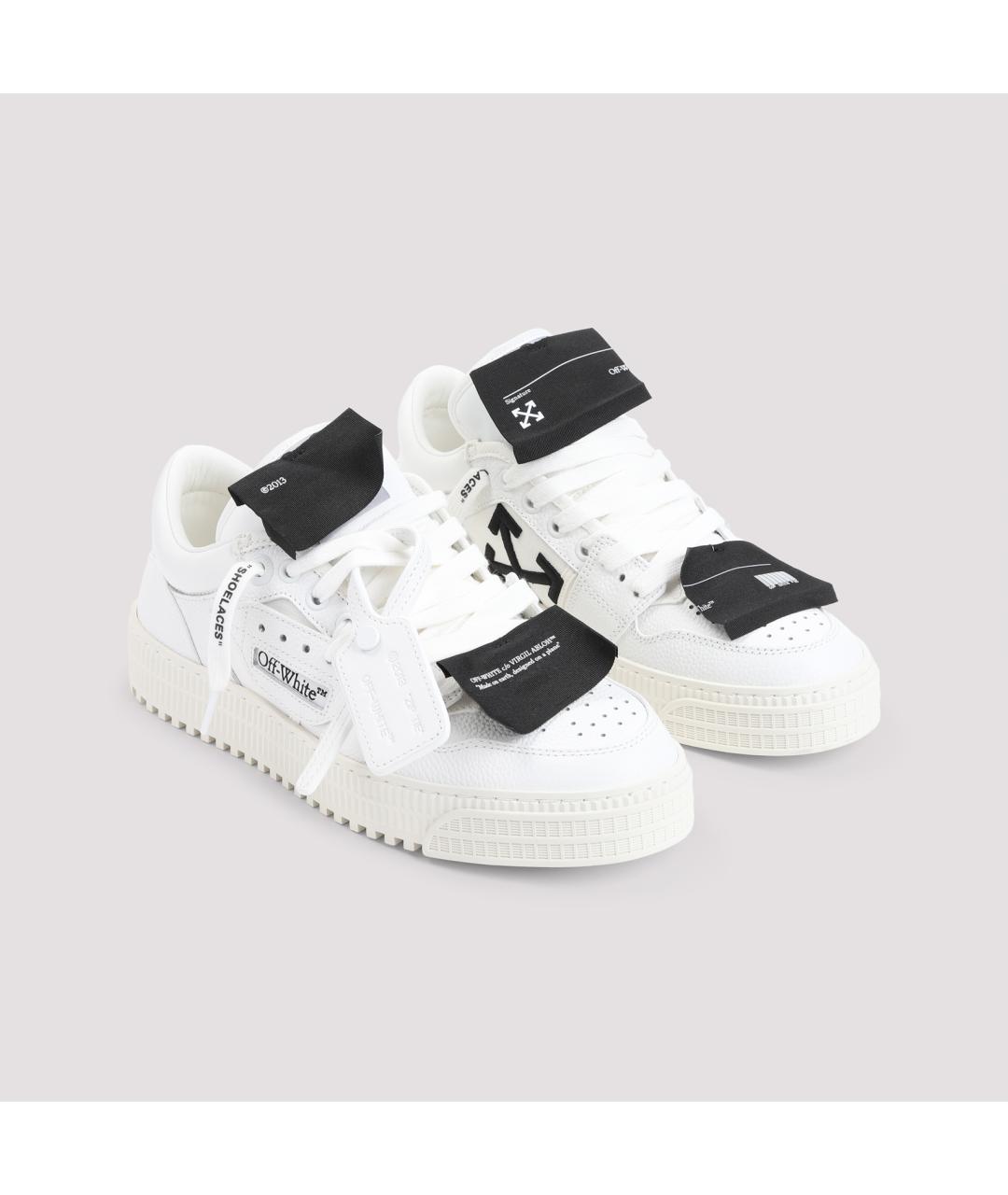 OFF-WHITE Белые кожаные низкие кроссовки / кеды, фото 4